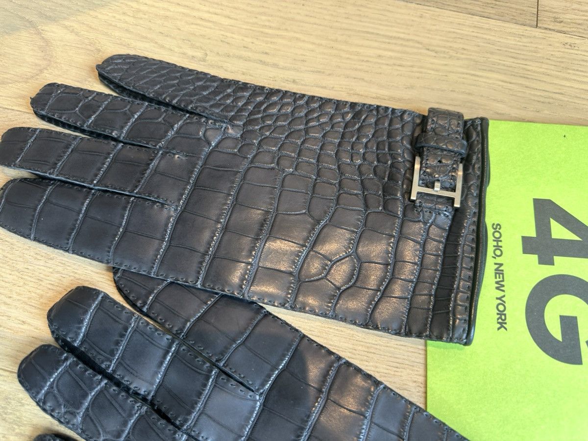 Hermes HERMES CROC ALLIGATOR BLACK XL GLOVES NEW Size ONE SIZE - 6 Thumbnail