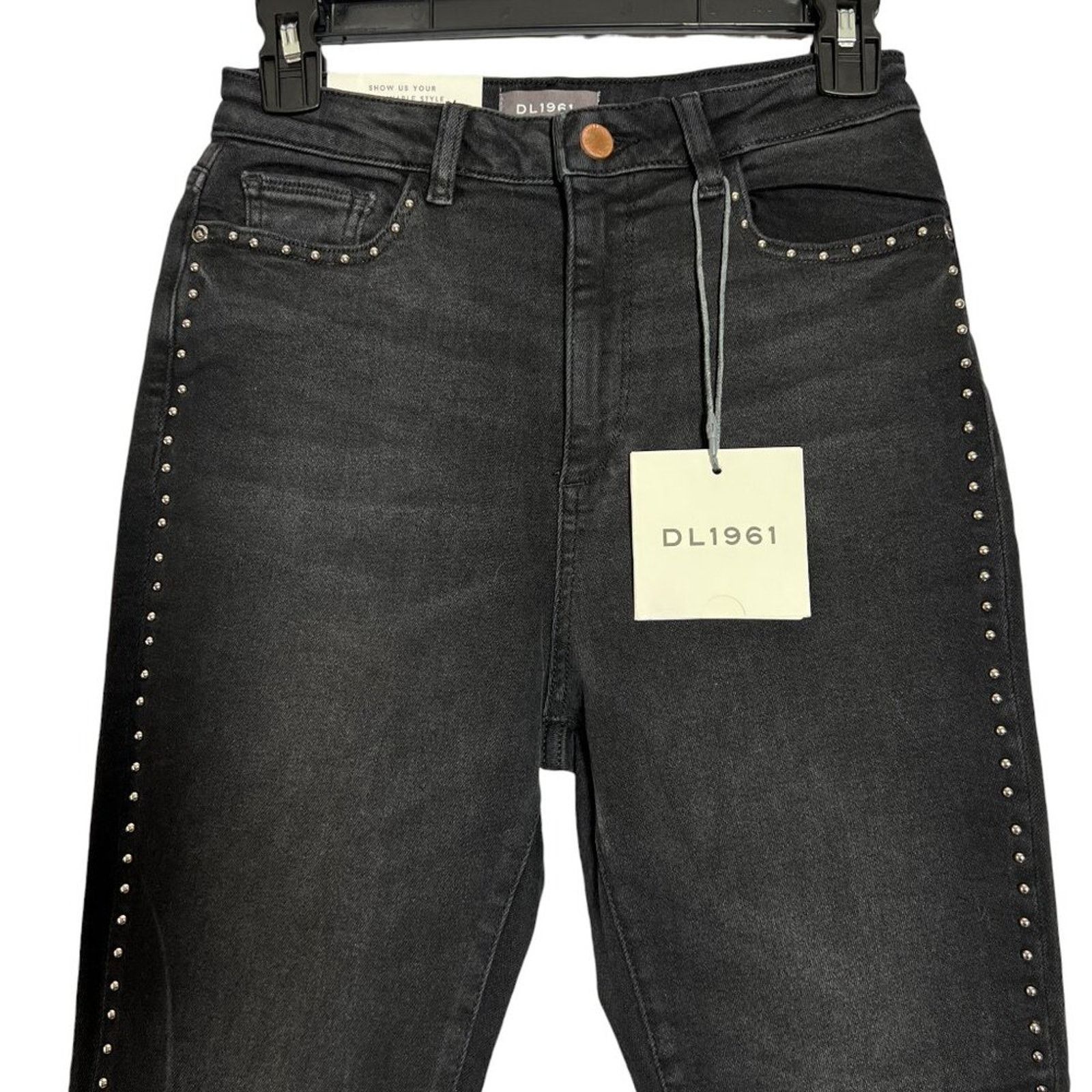 DL1961 DL1961 Chrissy Skinny Jeans Black Studded Size 26 Size 26" / US 2 / IT 38 - 2 Thumbnail