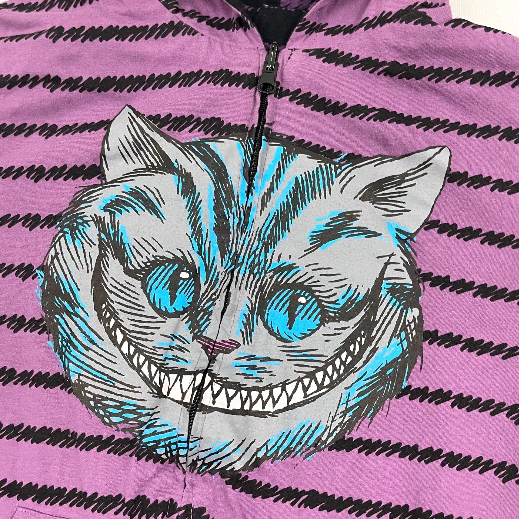 Hot Topic VINTAGE Rare 2009 Cheshire Cat Hoodie Womens M Reversible Hot Topic Disney Hoodie Y2K Size M / US 6-8 / IT 42-44 - 2 Thumbnail
