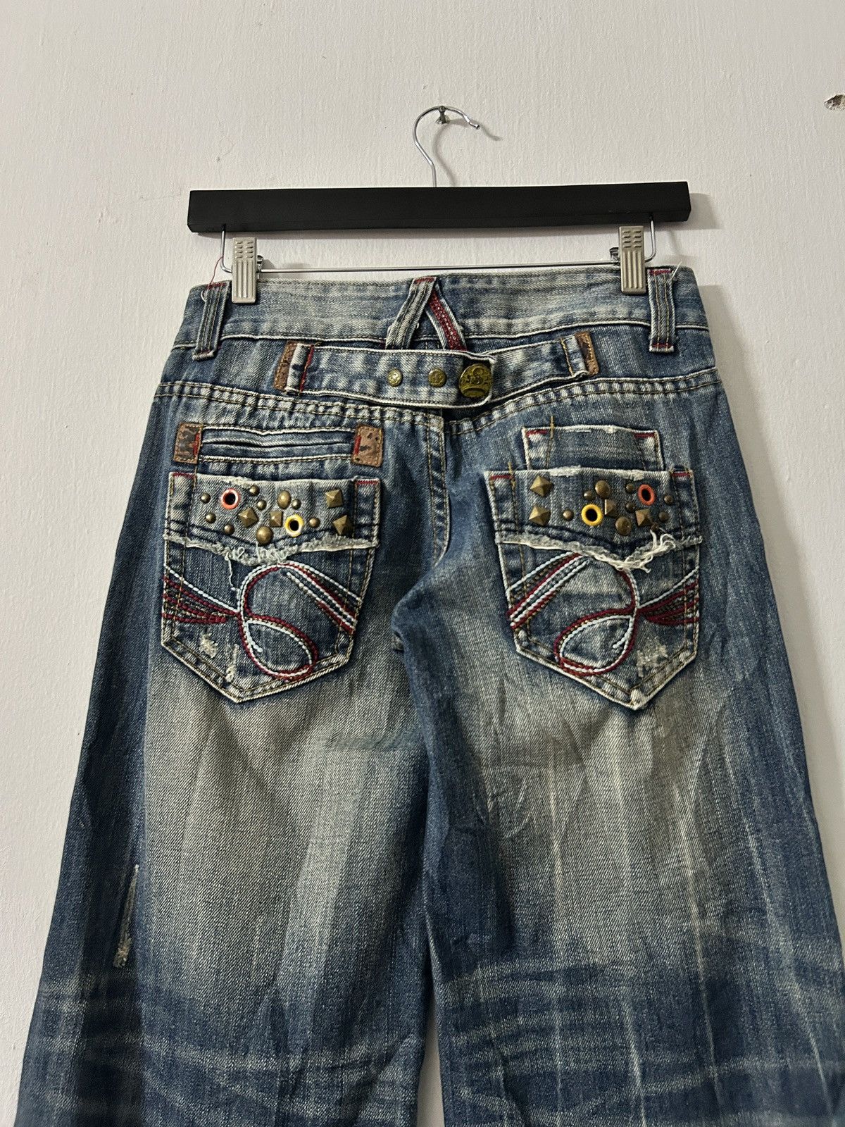 If Six Was Nine × Japanese Brand × Le Grande Bleu (L.G.B.) Flare Jeans Satisfaction Sick Design Vintage Denim Style Size 28" / US 6 / IT 42 - 9 Thumbnail