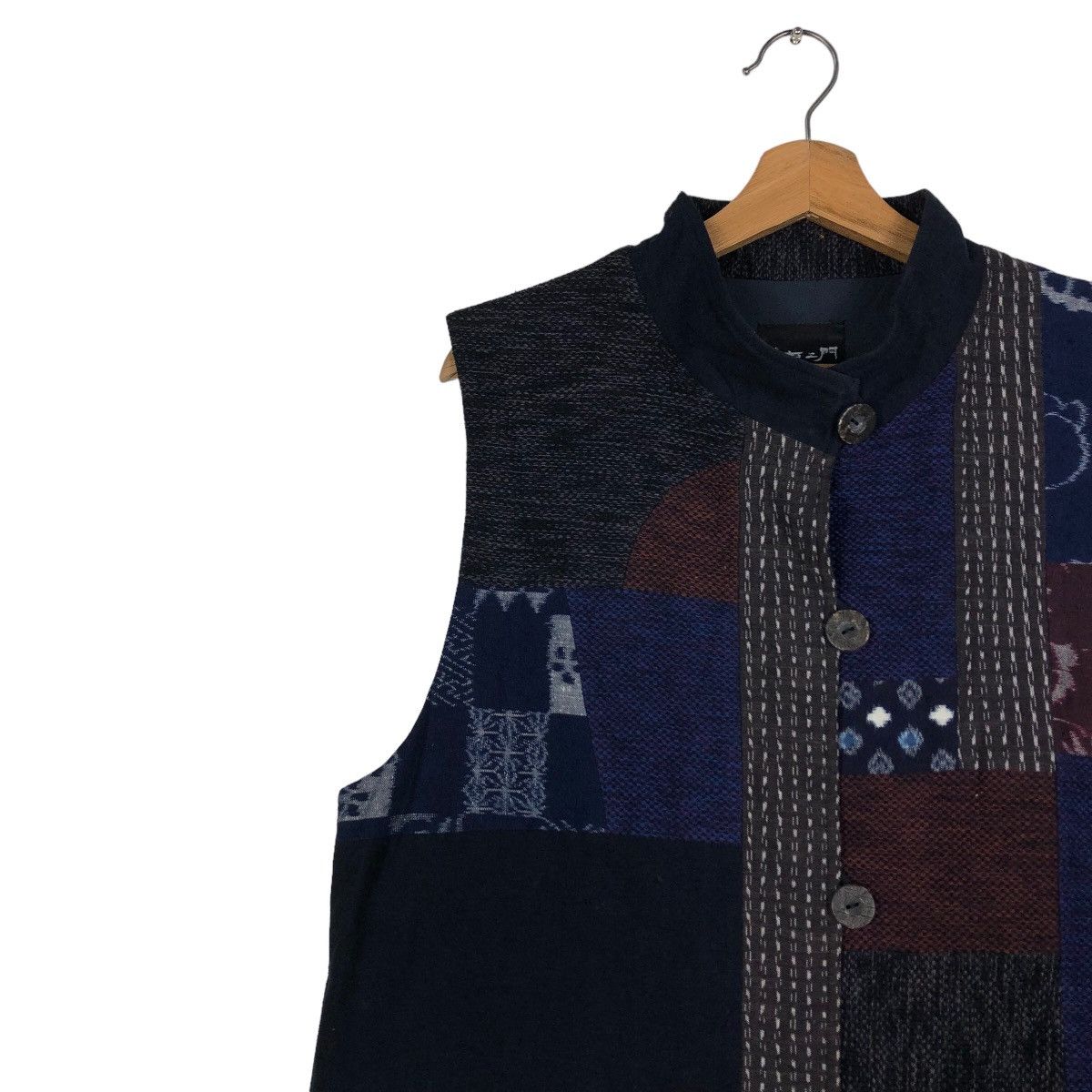 45rpm × Blue Blue Japan × Japanese Brand Vintage Vest Indigo Sisoko Giemon Kurume Traditional Kasuri Size US M / EU 48-50 / 2 - 7 Thumbnail