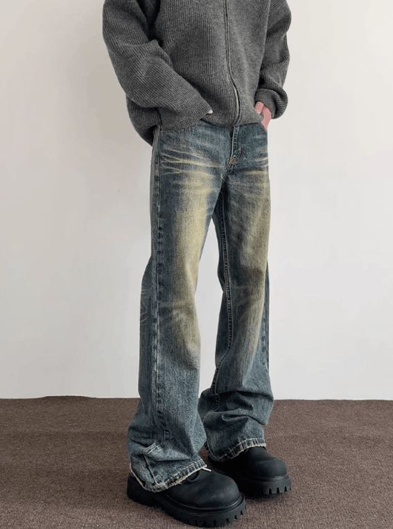 Japanese Brand × Jean Washed distressed American retro cleanfit flared jeans Size US 32 / EU 48 - 3 Thumbnail