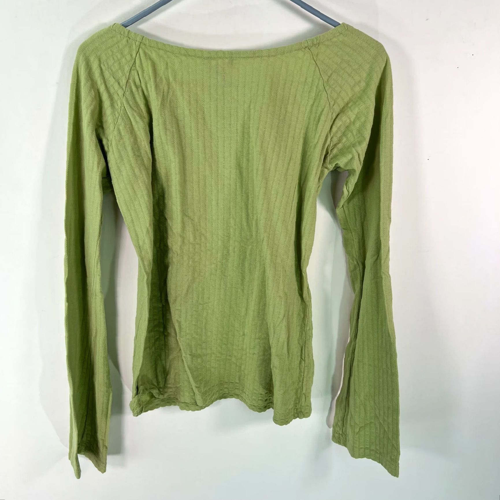 American Eagle Outfitters American Eagle Outfitters Women's Green Boat Neck Blouse Top Size Small - Casual Stretch Cotton Long Sleeve Size S / US 4 / IT 40 - 2 Thumbnail