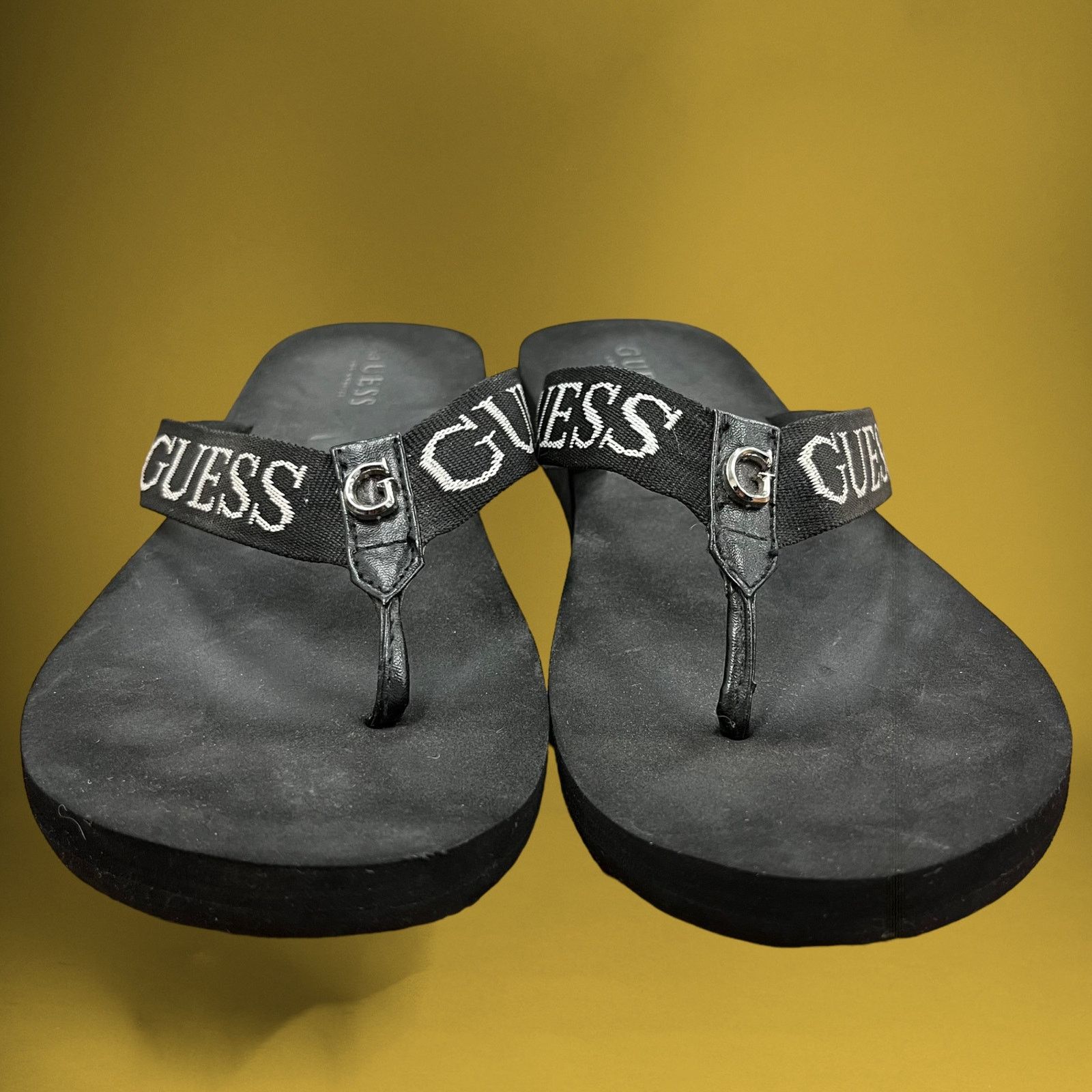 Guess Guess Flip Flops Sz 10.5-11 (11" Preppy Metal G Thongs Beach Size US 10.5 / IT 40.5 - 2 Thumbnail
