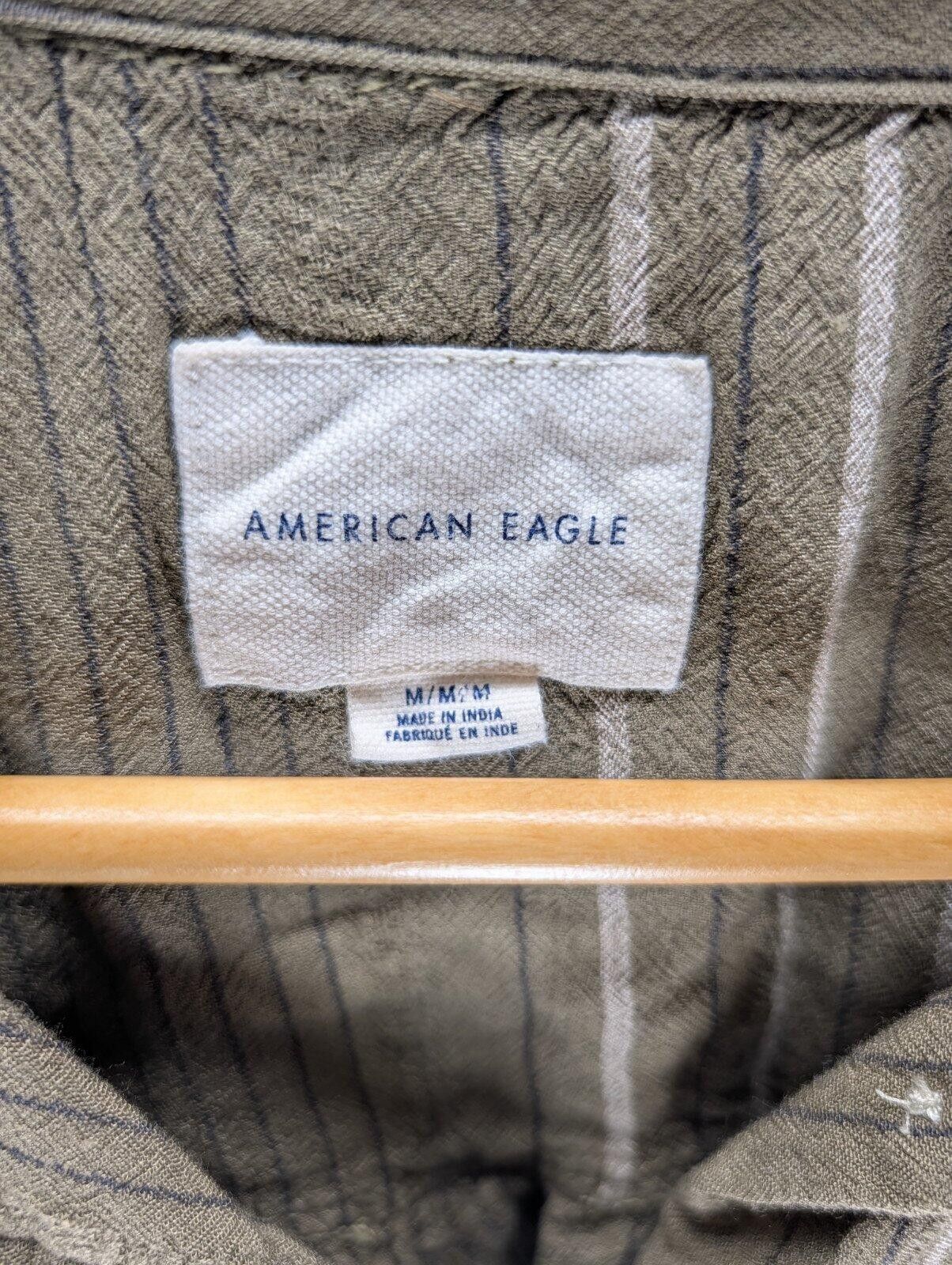 American Eagle Outfitters American Eagle Olive Green Striped Button Shirt w/ Pocket Size M / US 6-8 / IT 42-44 - 5 Thumbnail