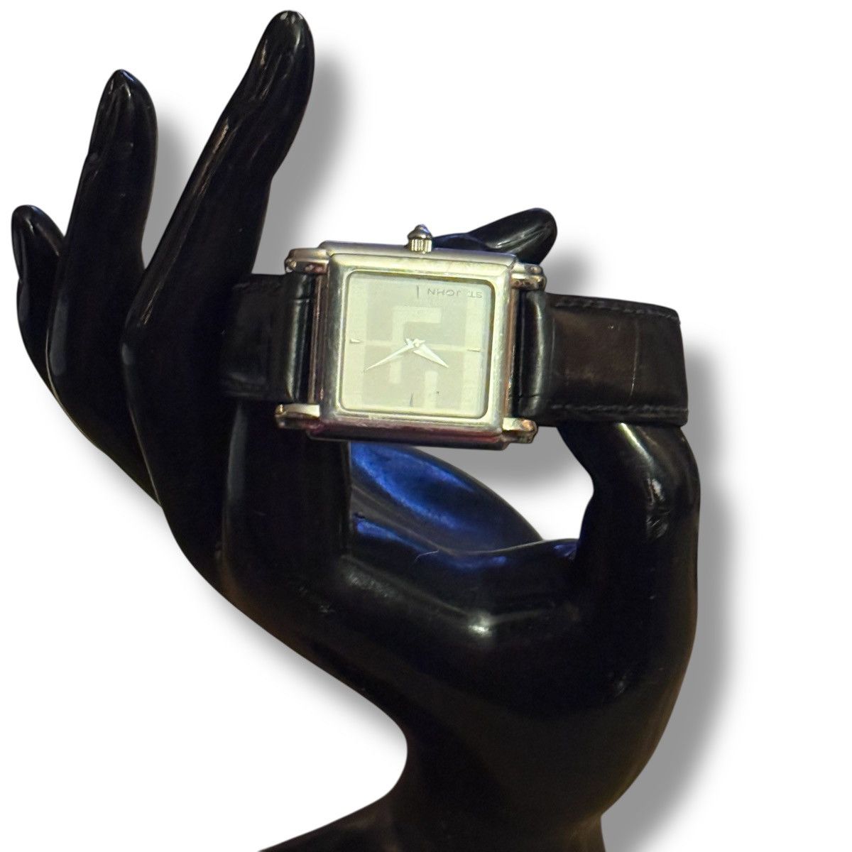 St. John St. John signature logo black leather band watch Size ONE SIZE - 3 Thumbnail