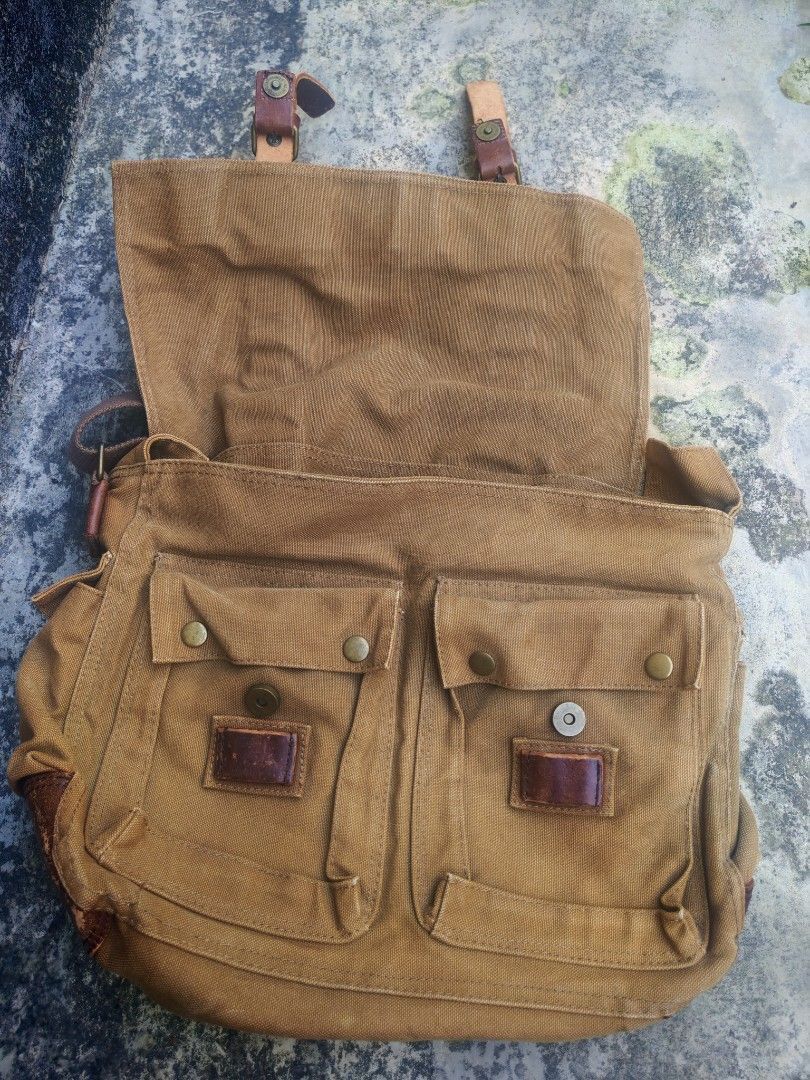 Japanese Brand Back Number Canvas Leather Messenger Belstaff Vibe Size ONE SIZE - 9 Thumbnail