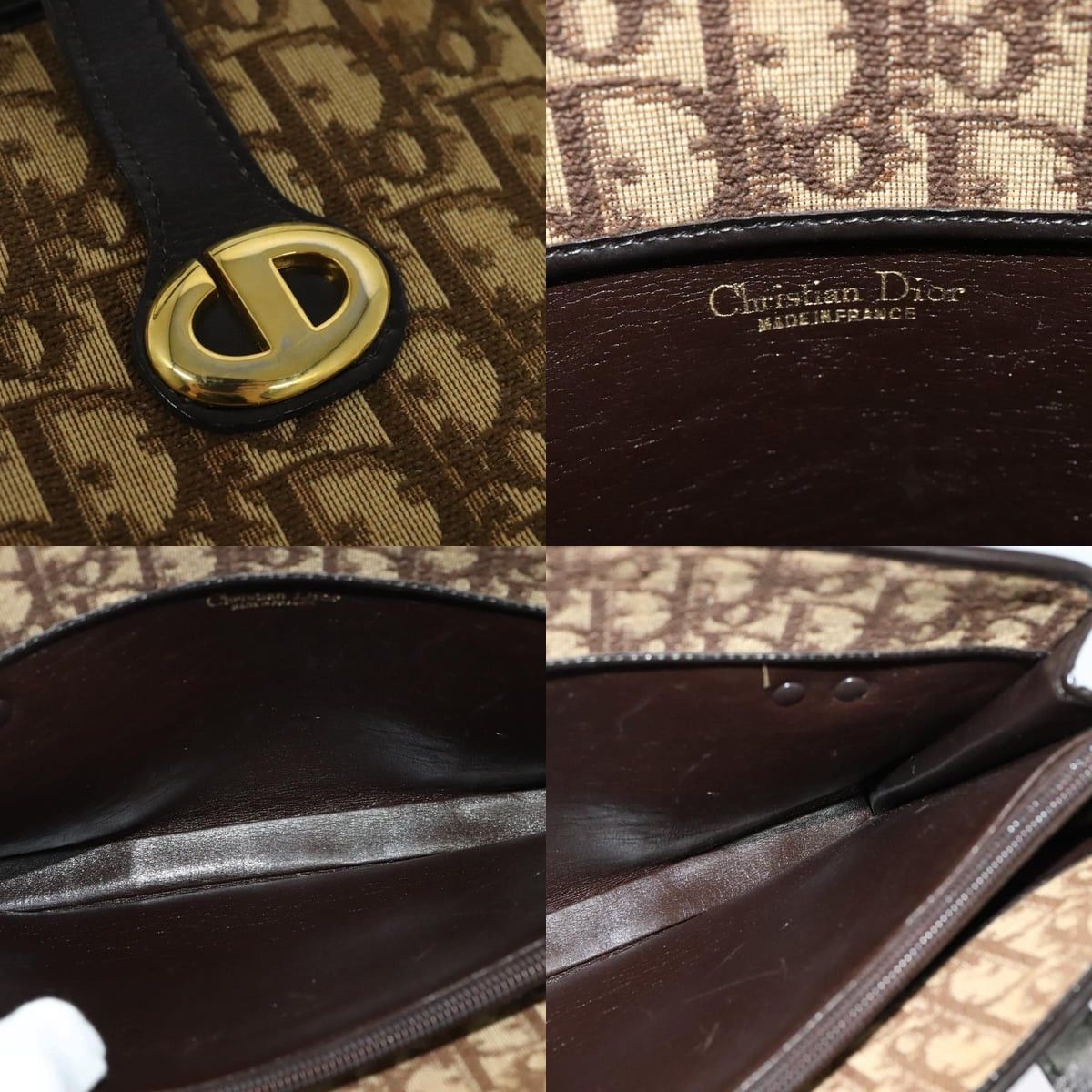 Dior DIOR Trotter Canvas Hand Bag Brown Gold Size ONE SIZE - 11 Thumbnail