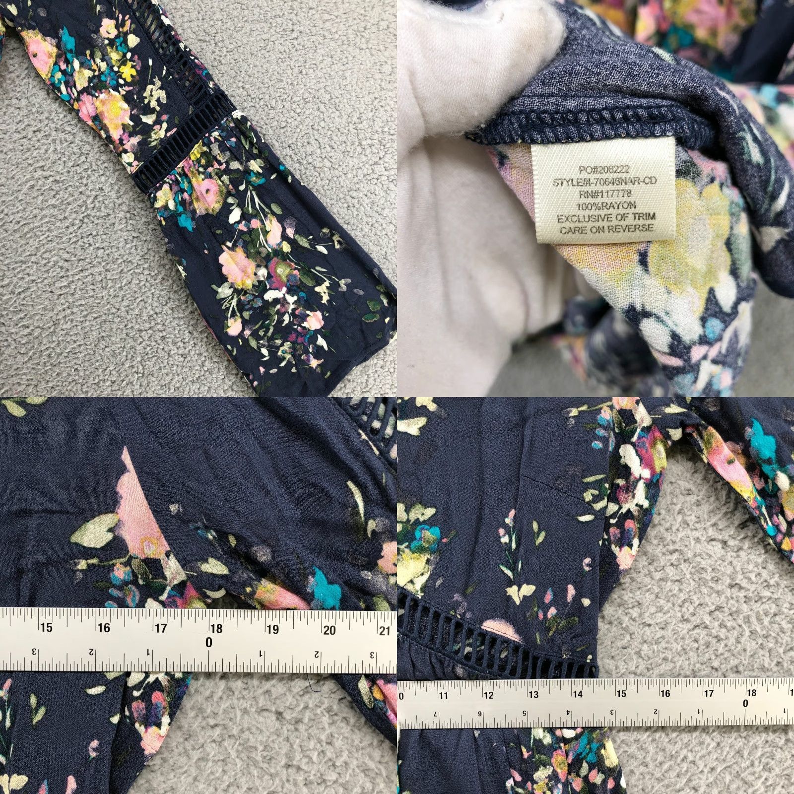 Bell Lovestitch Dress Bell Sleeve Floral Blue V-Neck A-Line Mini S Boho Bohemian Womens Size S Size S / US 4 / IT 40 - 8 Thumbnail