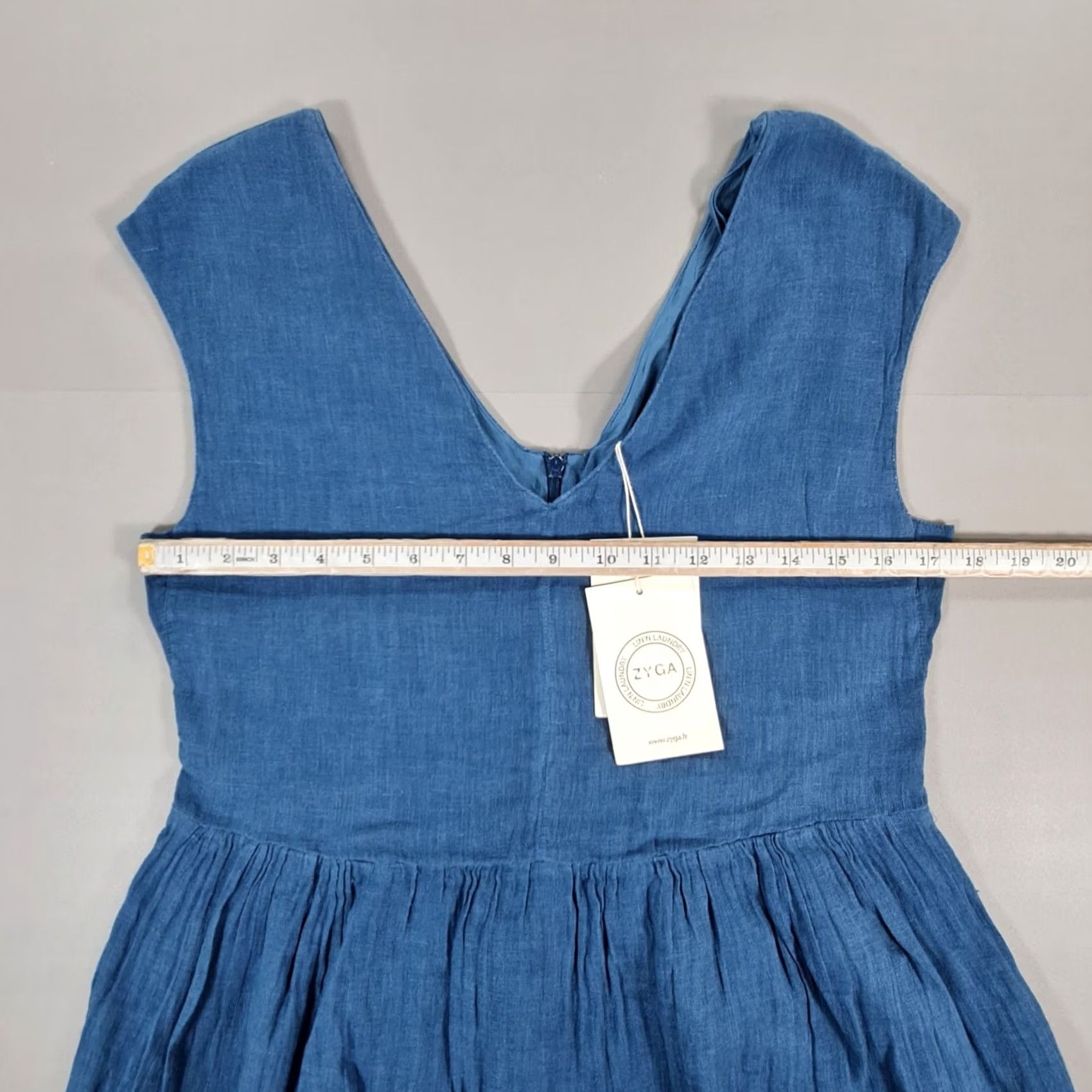 Vintage VINTAGE? ZYGA Dress Blue Medium 100% Linen Summer Holiday Knee Length RRP £249 Size M / US 6-8 / IT 42-44 - 5 Thumbnail