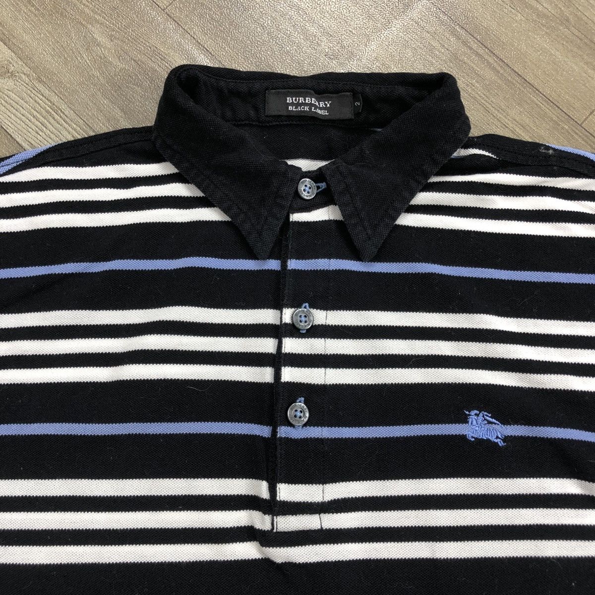 Burberry × Designer × Vintage Vintage Burberry London Black Label Striped Polo Shirt Size US M / EU 48-50 / 2 - 3 Thumbnail