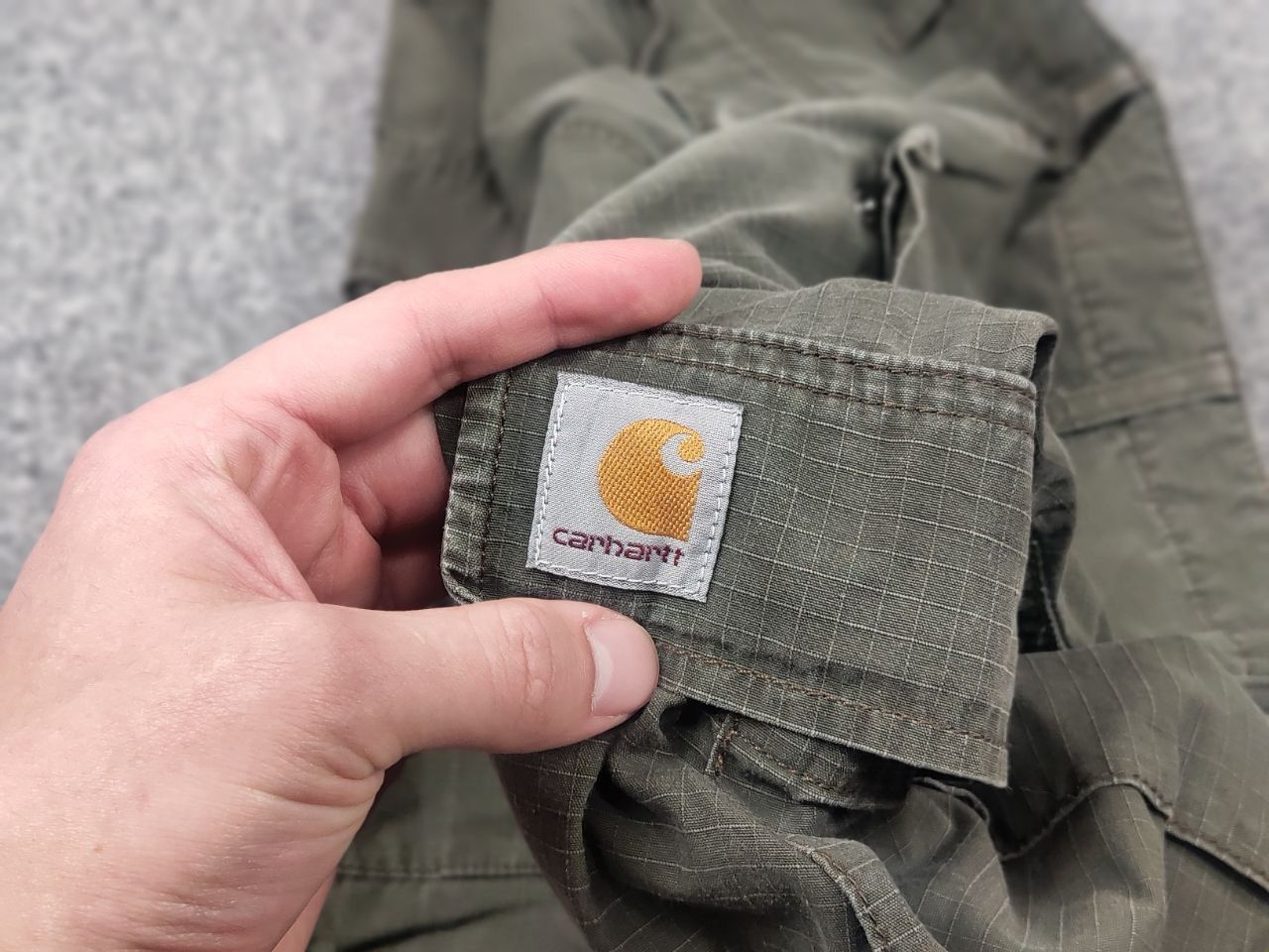 Carhartt Vintage Carhartt Ripstop Green Faded Regular Cargo Pants Size US 31 - 13 Thumbnail