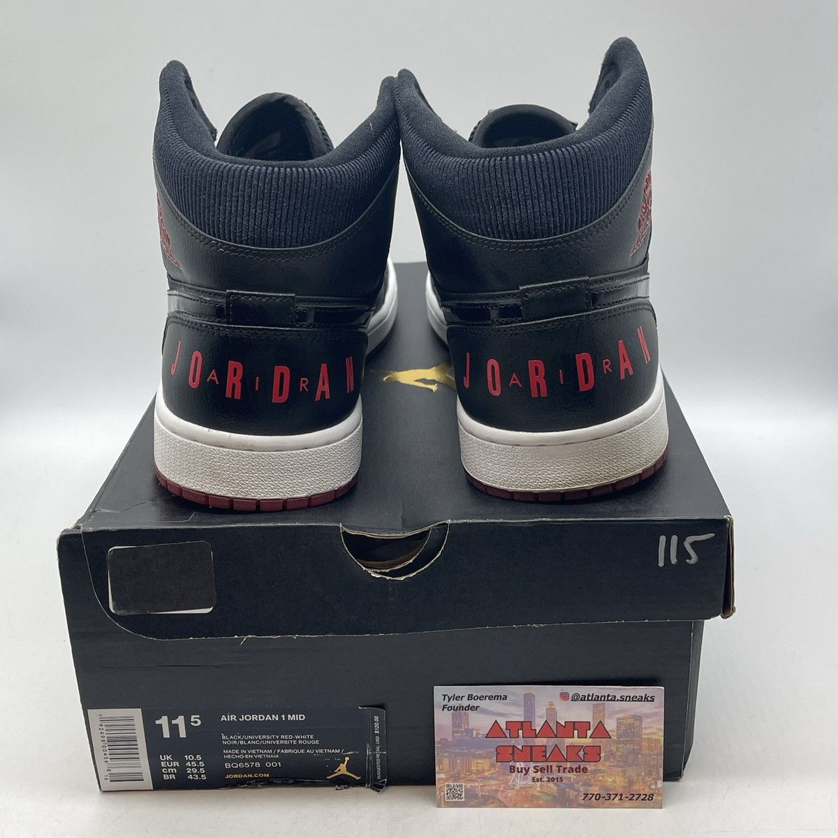 Jordan Brand Air Jordan 1 mid bred Size US 11.5 / EU 44-45 - 3 Thumbnail