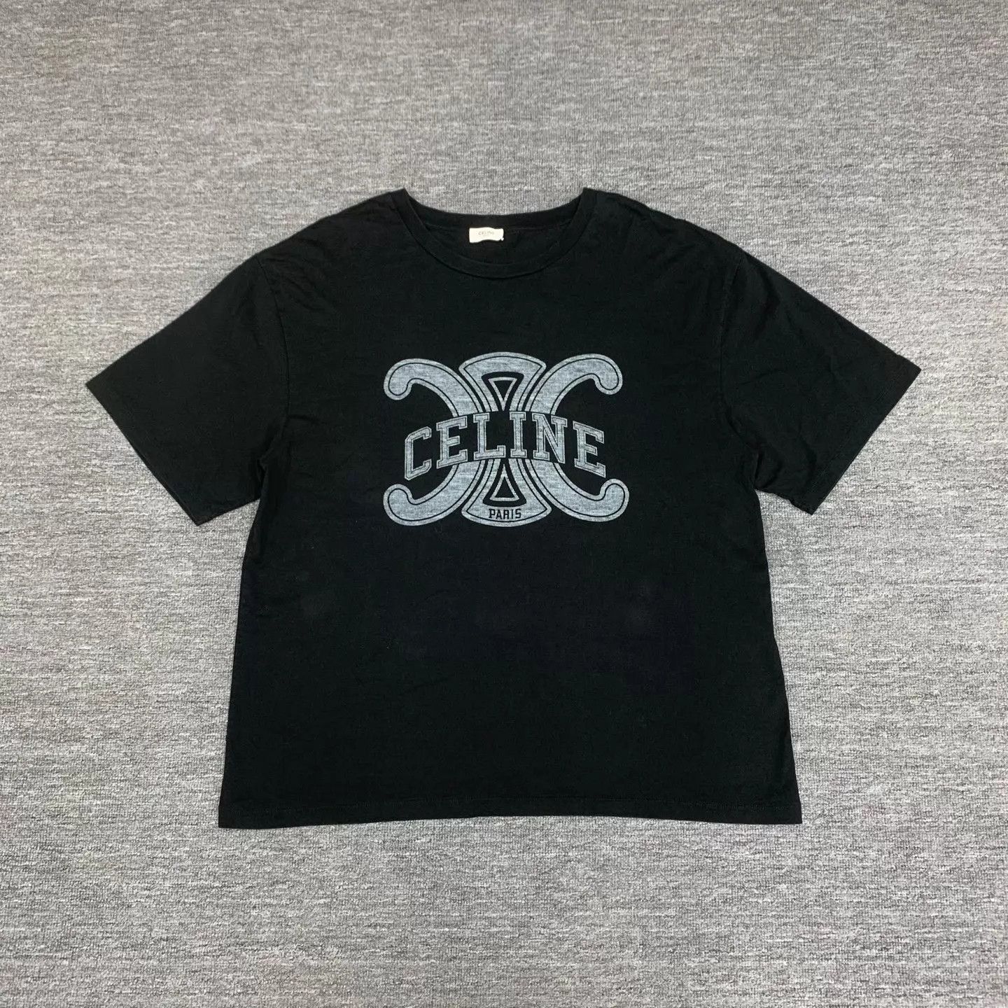 Celine Celine Triomphe Logo Black Short Sleeve S 95 New Size US S / EU 44-46 / 1 - 1 Thumbnail