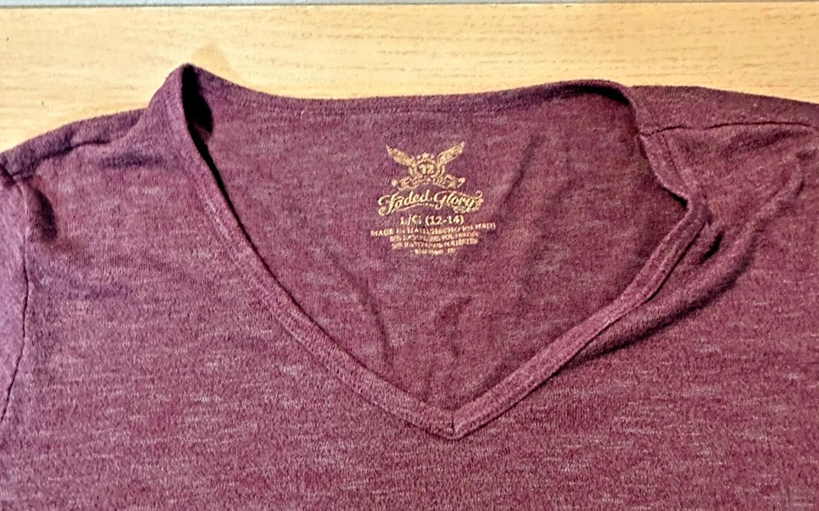 Faded Glory Women’s Long Sleeve V-Neck Blouse – Size Large (12/14) Size L / US 10 / IT 46 - 2 Thumbnail