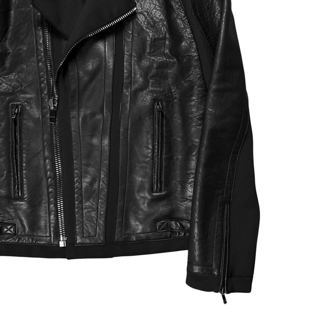 Dirk Bikkembergs Dirk Bikkembergs Asymmetric Zip Moto Leather Jacket Size US M / EU 48-50 / 2 - 7 Thumbnail