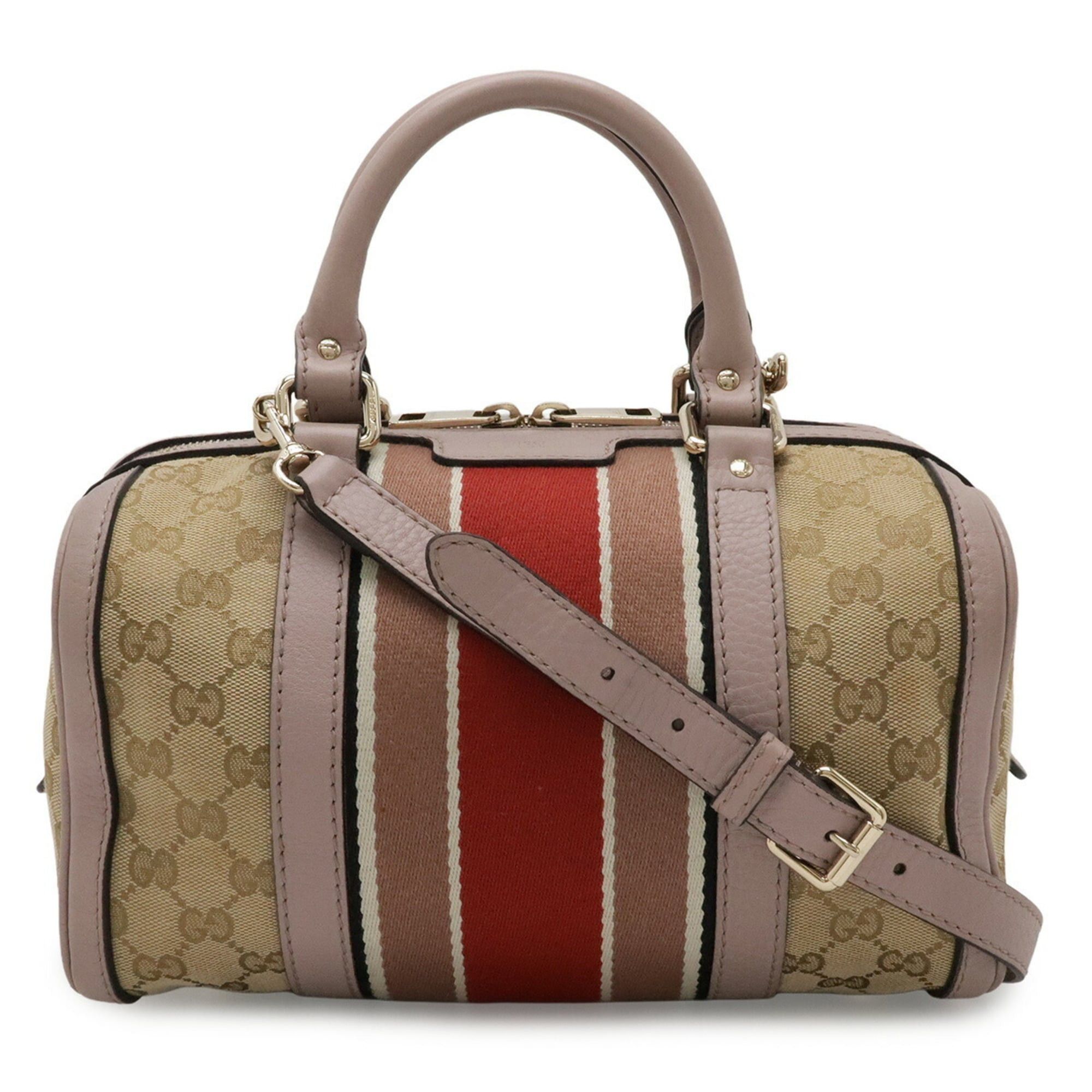 Gucci GUCCI GG Canvas Sherry Line Handbag, Leather, Beige, Pink, Red, 269876 Size ONE SIZE - 1 Thumbnail
