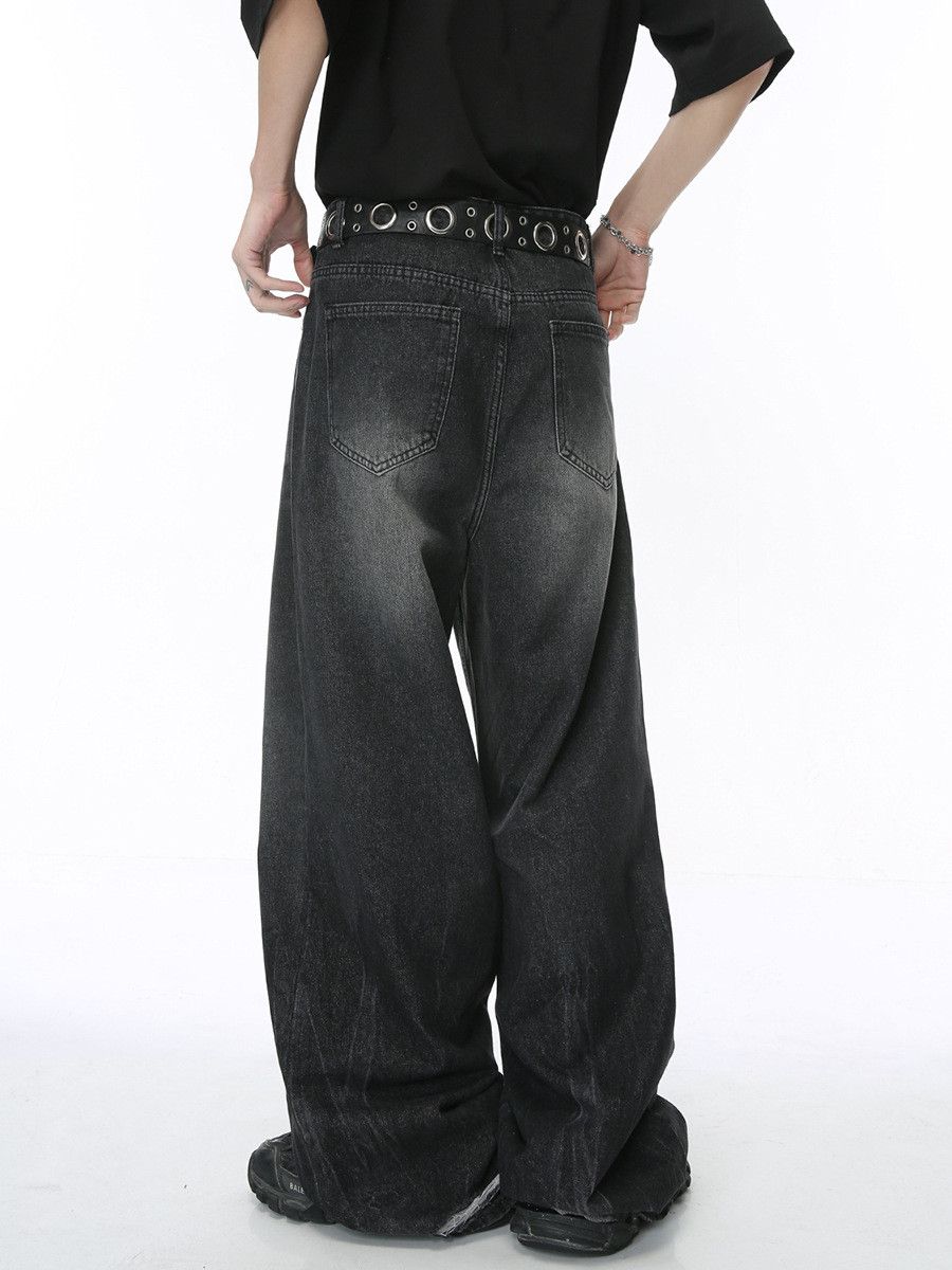 Japanese Brand Men's vintage distressed washed straight wide-leg jeans Size US 32 / EU 48 - 3 Thumbnail