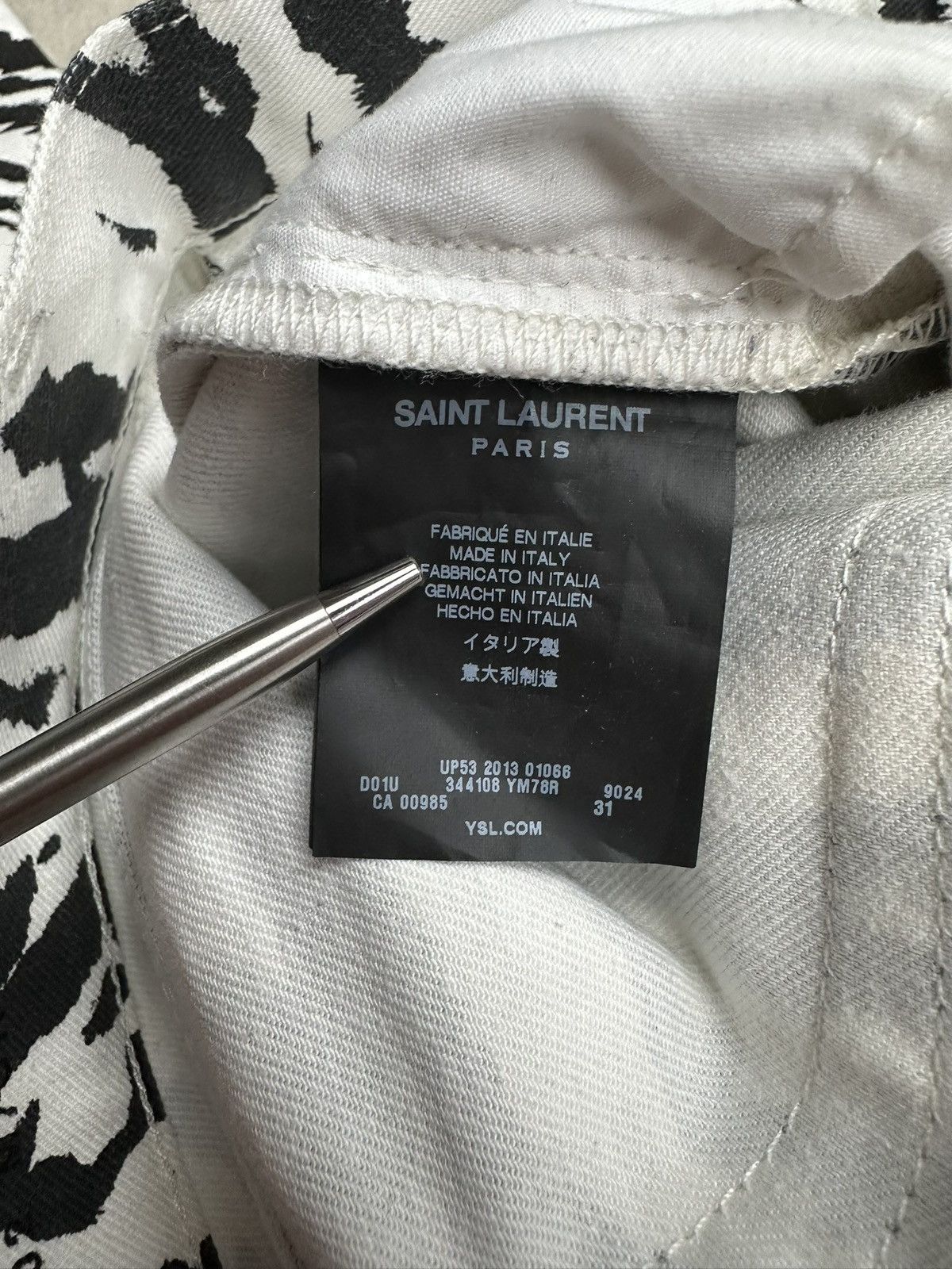 Saint Laurent Paris Grail SS14 Saint Laurent zebra denim jeans Hedi 31 D02 Size US 31 - 23 Thumbnail