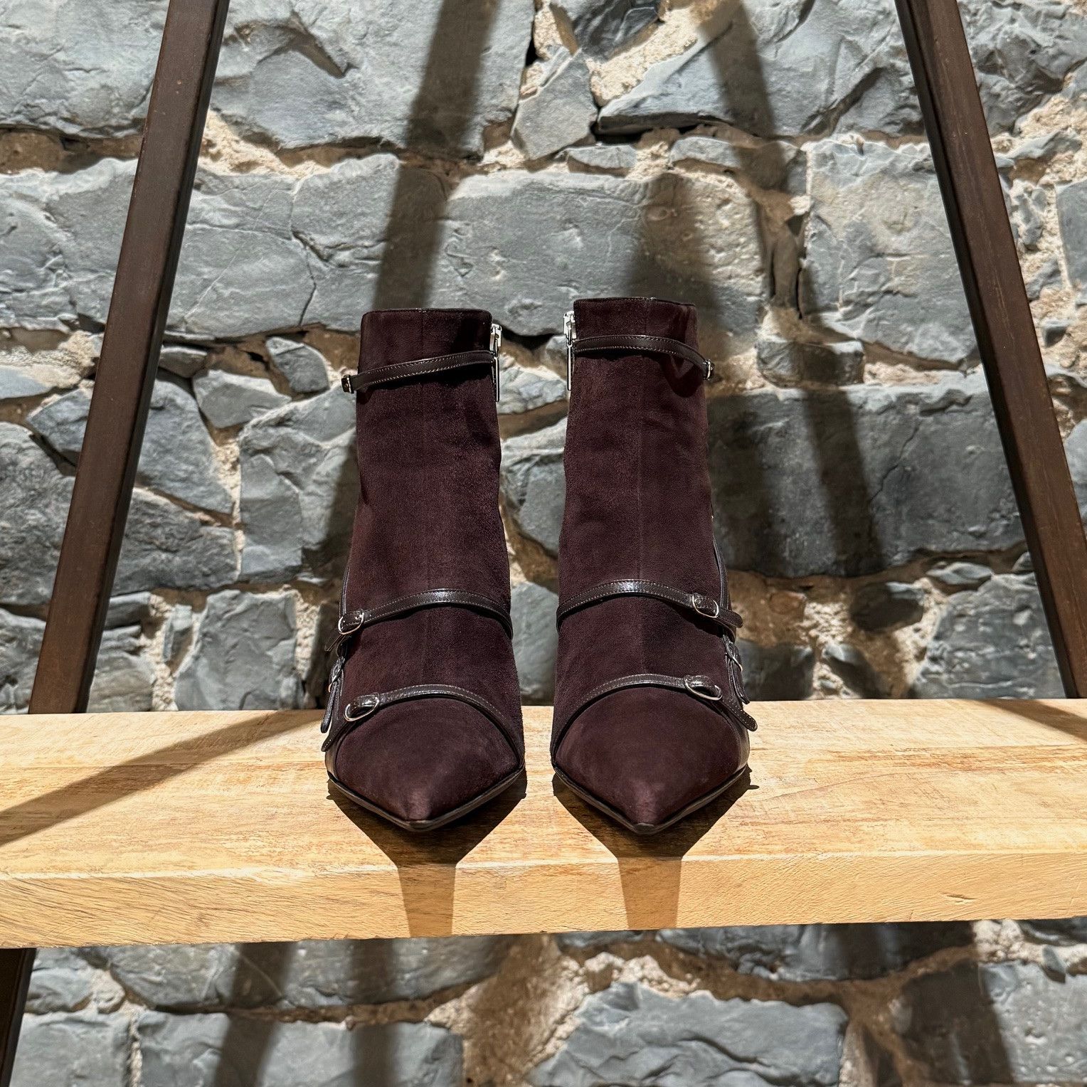 Dolce & Gabbana Dolce & Gabbana Brown Suede Harness & Straps Heeled Boots Size US 11 / IT 41 - 2 Thumbnail