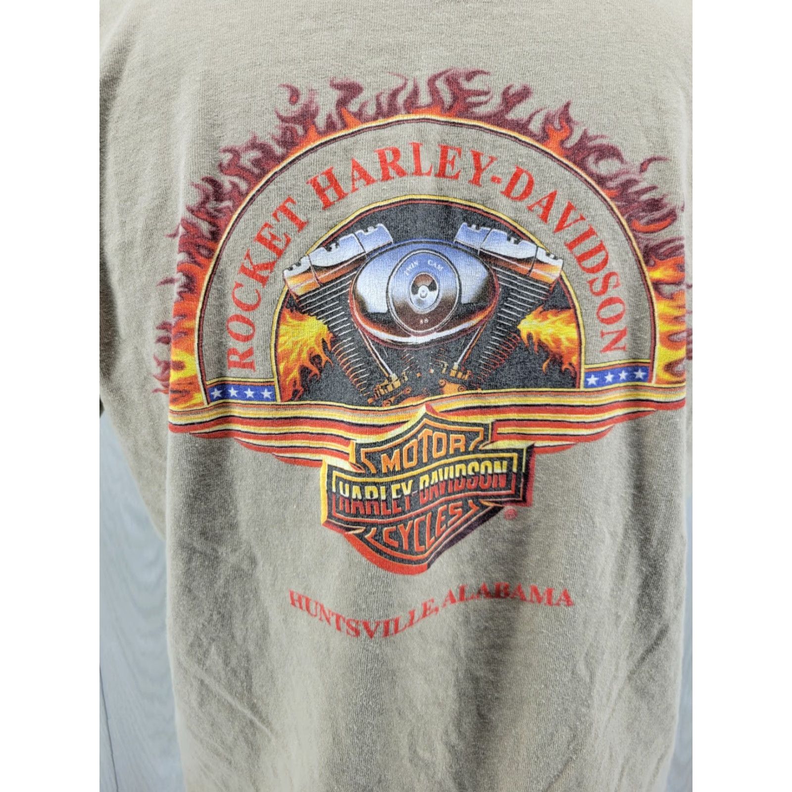 Harley Davidson VINTAGE Harley-Davidson Motorcycles T Shirt Mens L Tan Huntsville Alabama 1980s 90s Motocycle Theme Southback? Size US L / EU 52-54 / 3 - 7 Thumbnail