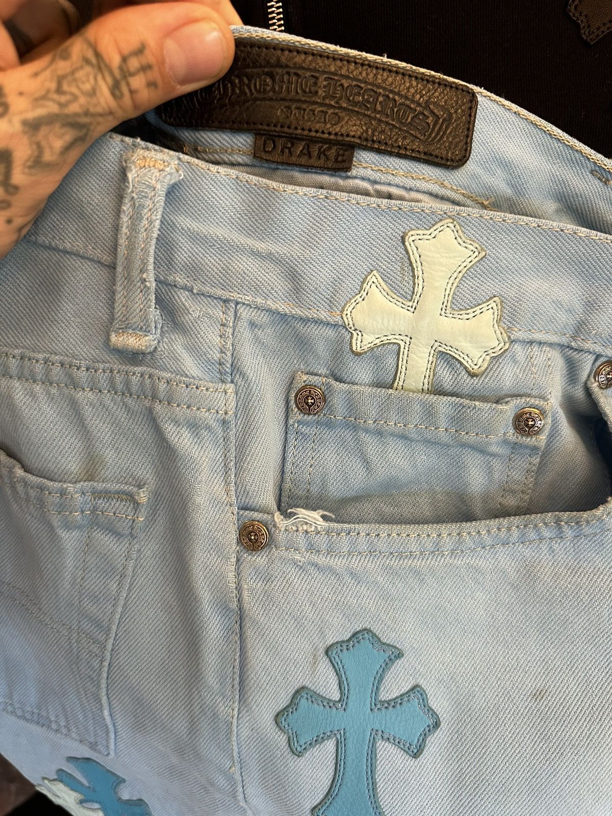 Chrome Hearts × Drake × Levi's DRAKE PERSONAL CHROME HEARTS CROSS PATCH JEANS Size US 40 / EU 56 - 3 Thumbnail