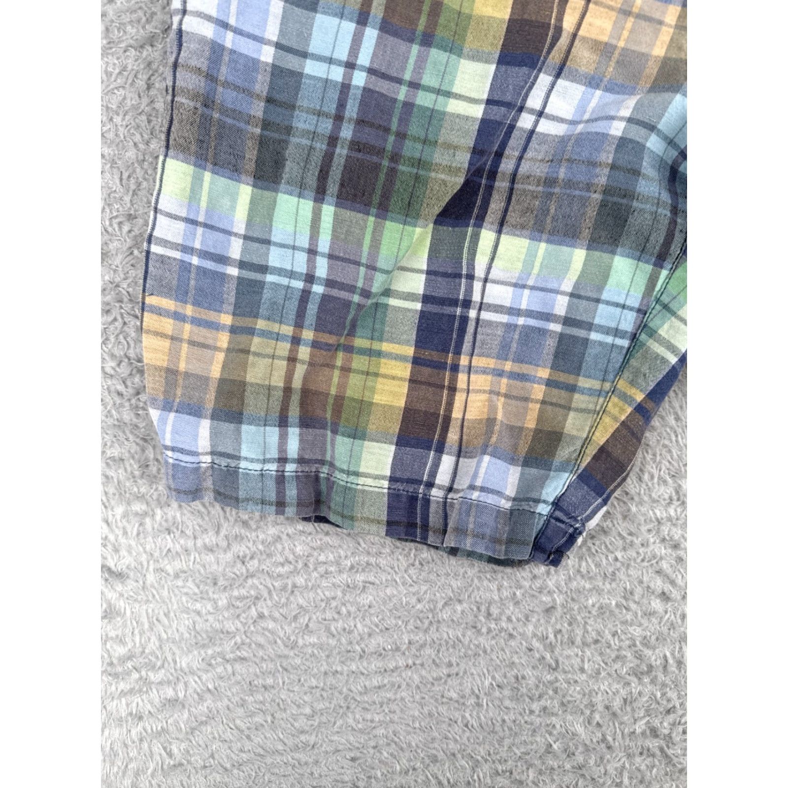 Tommy Bahama Tommy Bahama Shorts Men 33 Blue Plaid Linen Tencel Beach Resort 33x10 Chino Casual Travel Wallet Pockets Slim Relaxed Mens Size US 33 - 3 Thumbnail