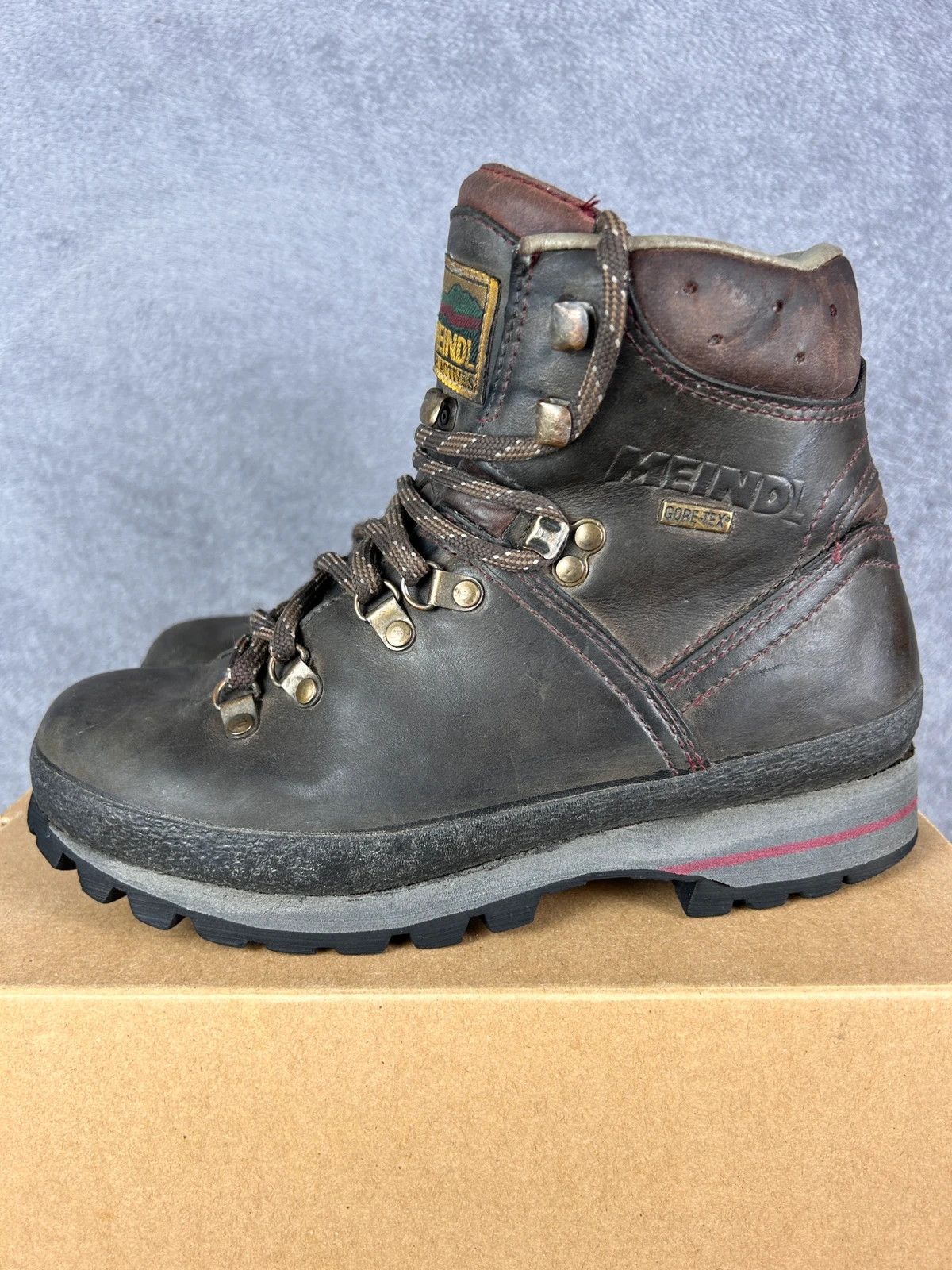 Designer Meindl Gore-Tex leather hiking boots brown Size US 7 / IT 37 - 2 Thumbnail