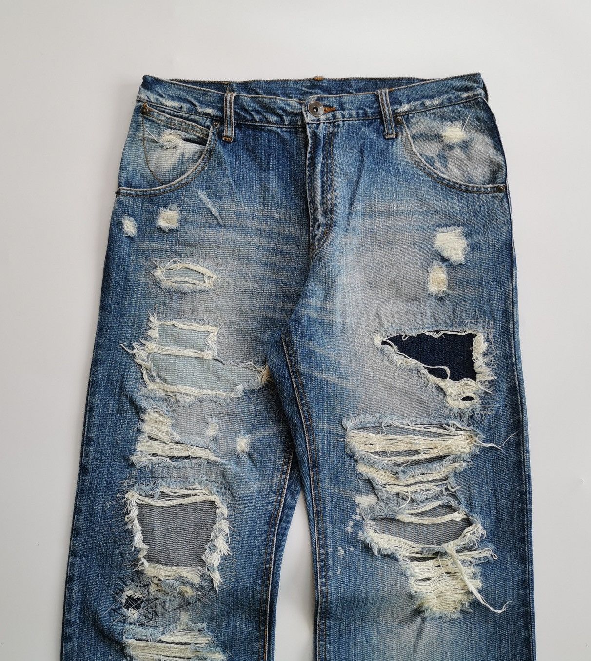 Kapital Edge G-Land Boro Patchwork Destroyed Denim Jeans Size US 30 / EU 46 - 3 Thumbnail