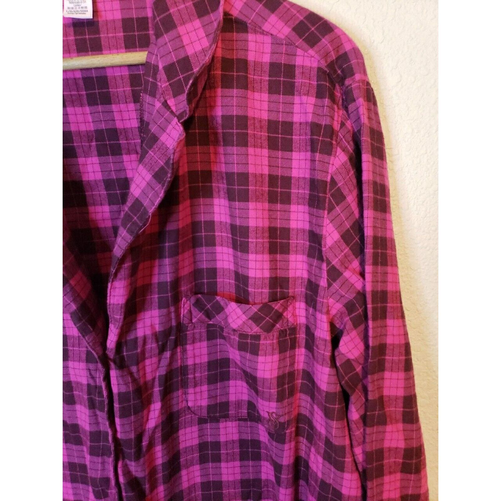 Victoria's Secret Victoria's Secret Pajama Top Womens Large Pink Plaid Size ONE SIZE - 2 Thumbnail