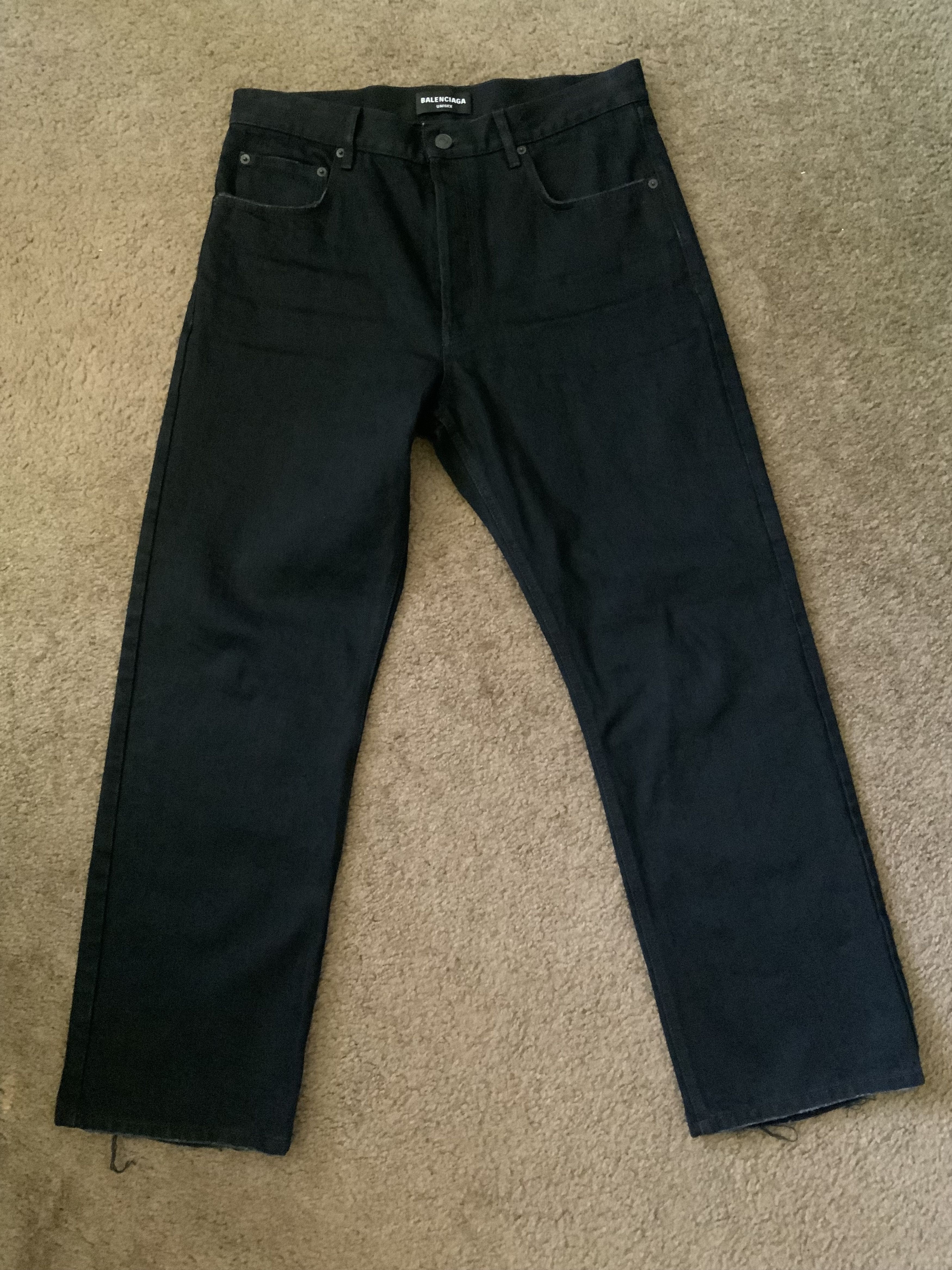 image of NWT Balenciaga Distressed Denim Cropped Jeans in Black, Men's (Size 34)