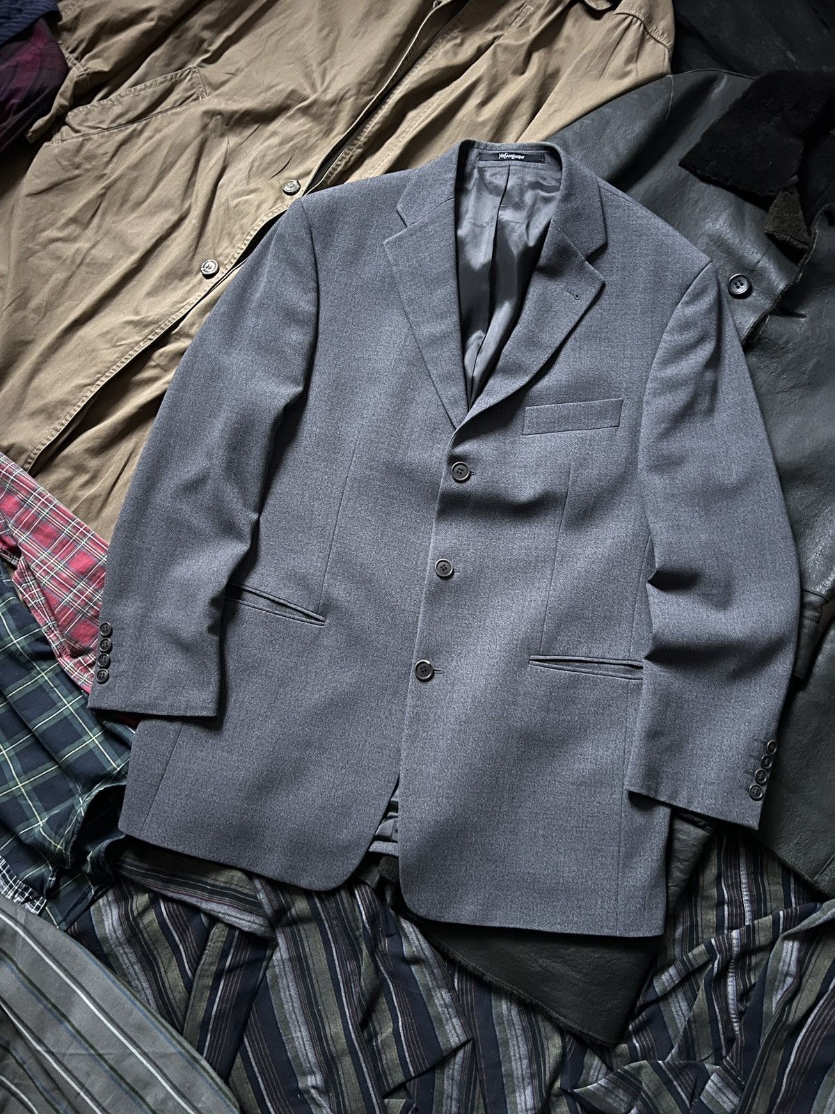 Yves Saint Laurent Yves Saint Laurent Grey Wool Blazer Jacket 52 Size 52S - 1 Thumbnail