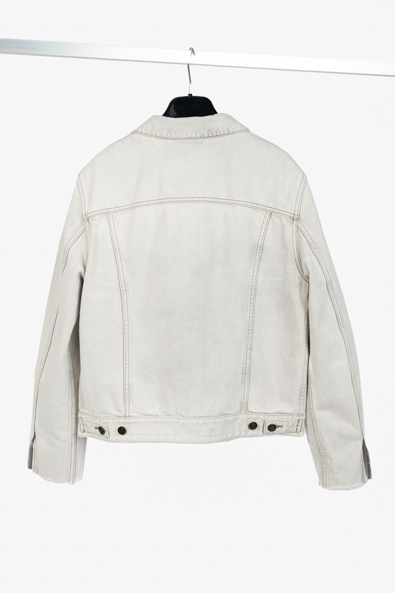 Saint Laurent Paris Saint Laurent Light-Grey Cotton-Denim Frayed-Cuff Jacket Size US XL / EU 56 / 4 - 2 Thumbnail