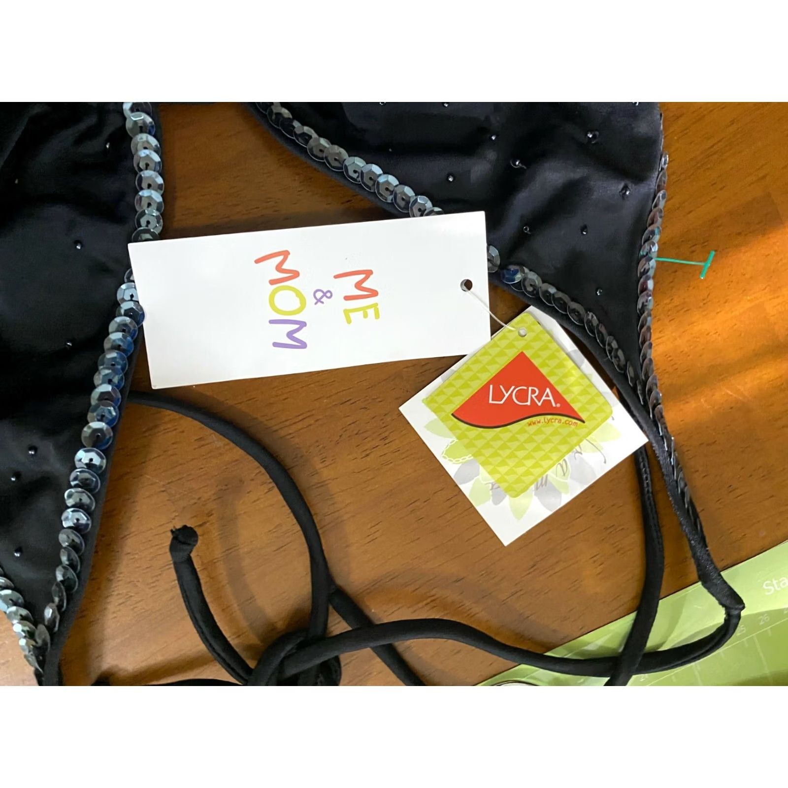 Vintage me and mom LYCRA Bikini top Black Med Womens Size M / US 6-8 / IT 42-44 - 3 Thumbnail