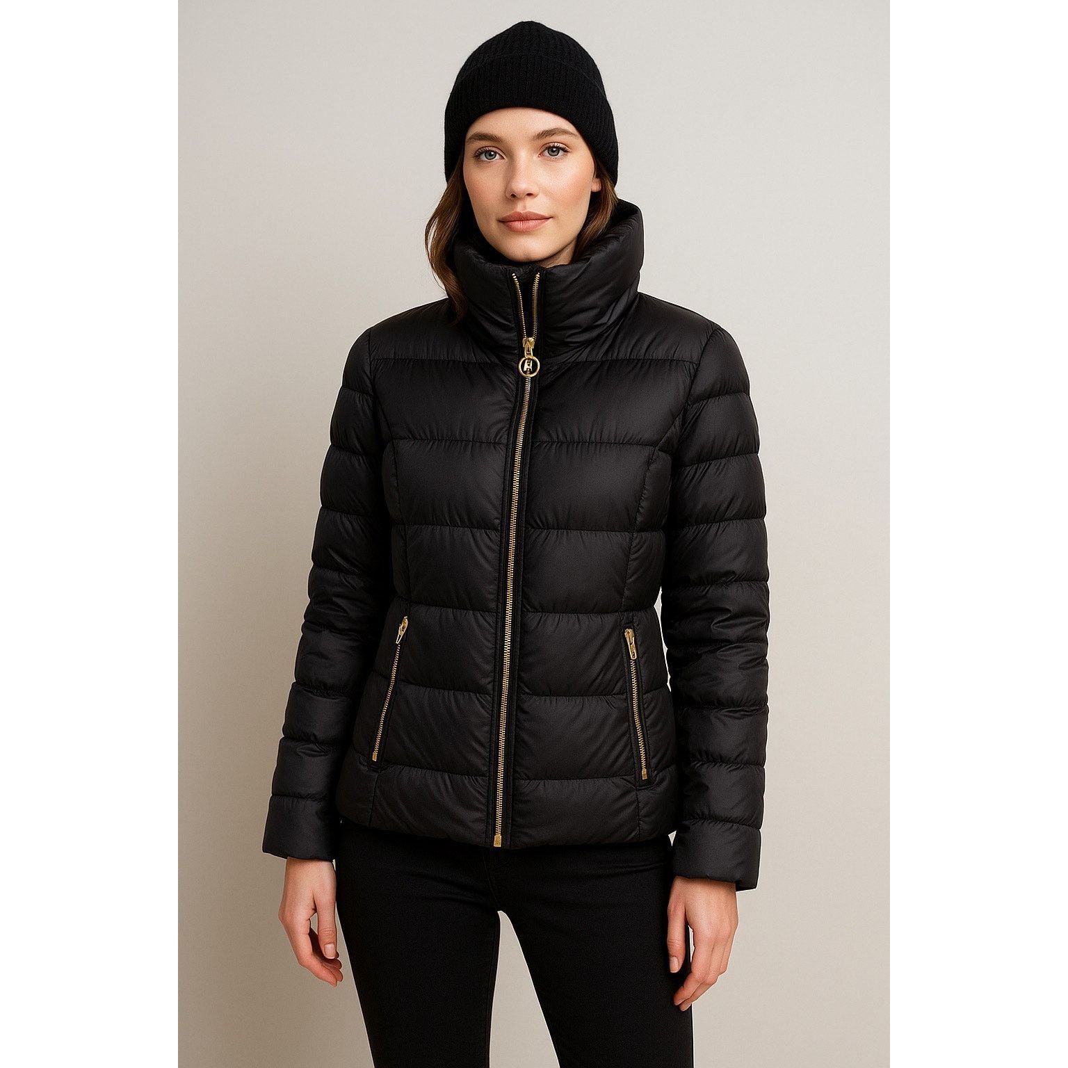 Michael Kors Chic Winter Black Puffer Jacket Gold Zip Michael Kors M Size M / US 6-8 / IT 42-44 - 1 Thumbnail