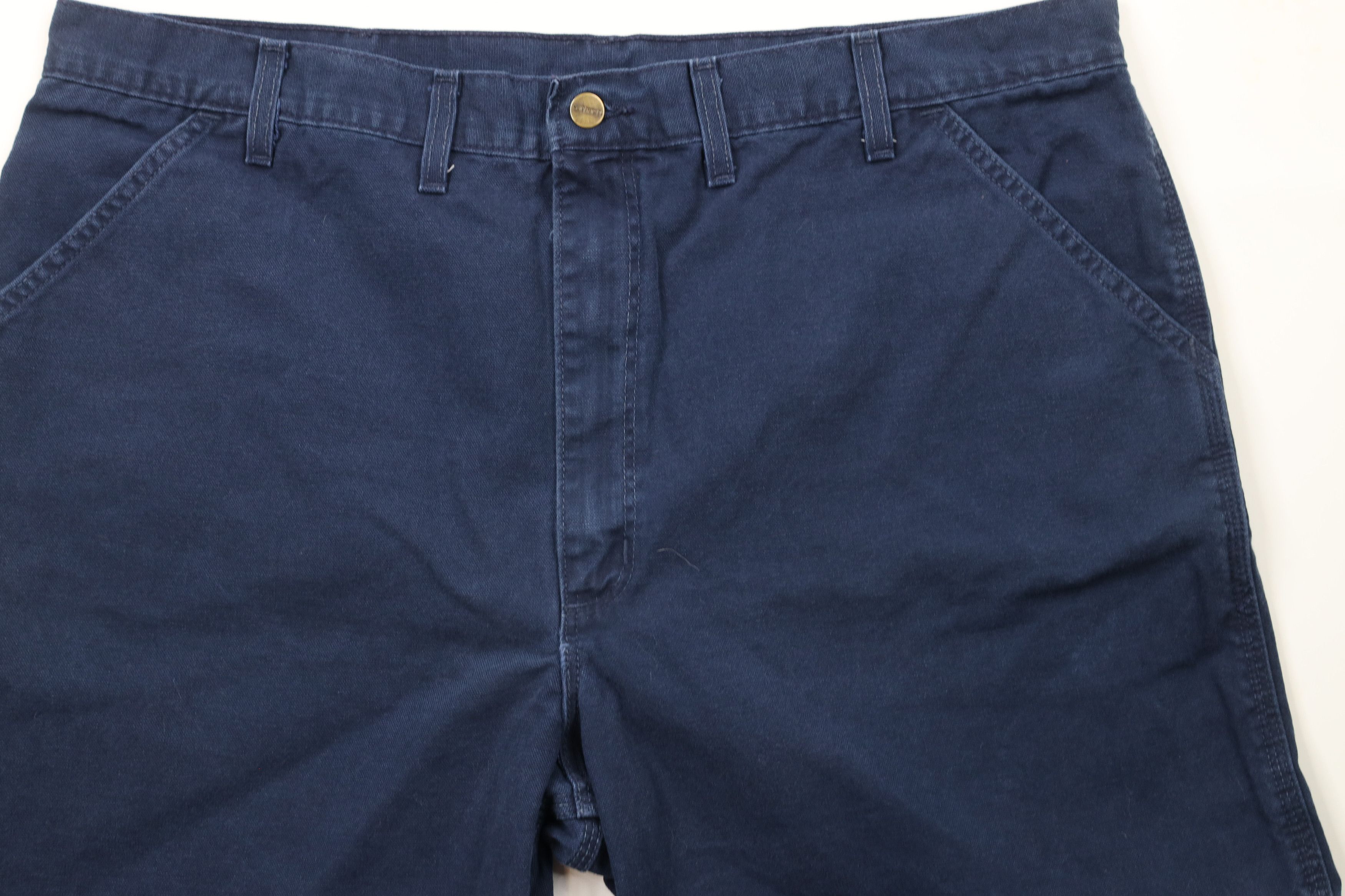 Carhartt × Vintage Vintage 90s Carhartt Above Knee Canvas Shorts Navy Blue USA Size US 44 / EU 60 - 3 Thumbnail