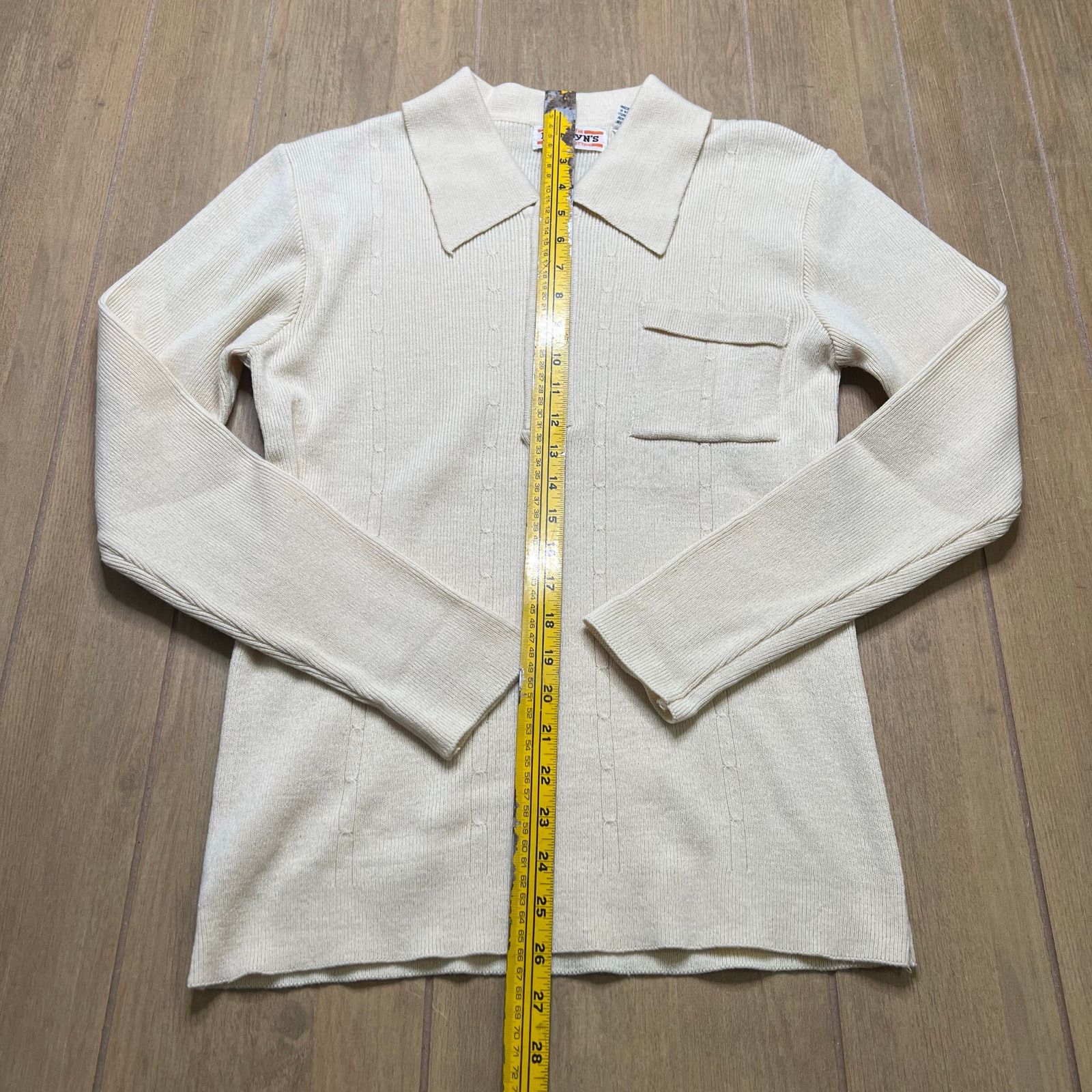 Vintage Vintage Mervyns Sweater Mens M Striped Knit Polo 70s Beige Size US M / EU 48-50 / 2 - 6 Thumbnail