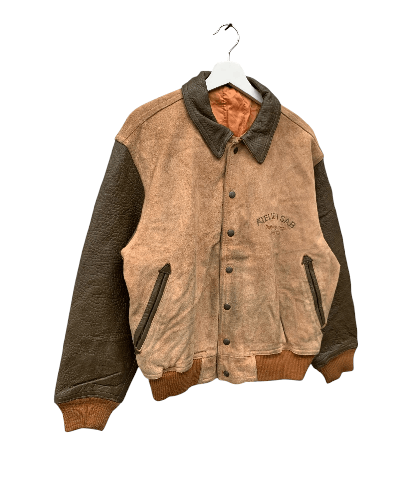 Japanese Brand Vtg Embroidery Atelier Sab Leather Varsity Jacket Size US M / EU 48-50 / 2 - 3 Thumbnail