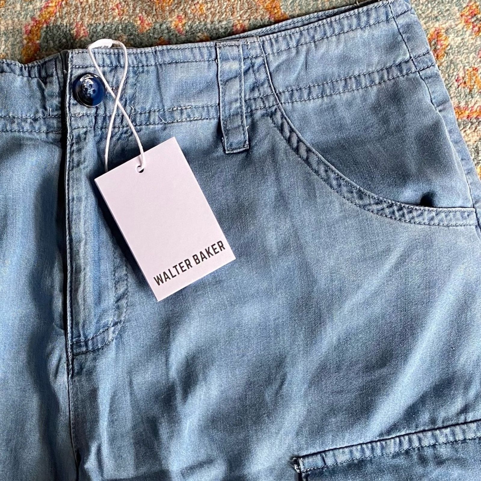 Barker NEW WALTER BAKER $168 Theo Womens Cargo Shorts Chambray 2 Size 26" / US 2 / IT 38 - 5 Thumbnail