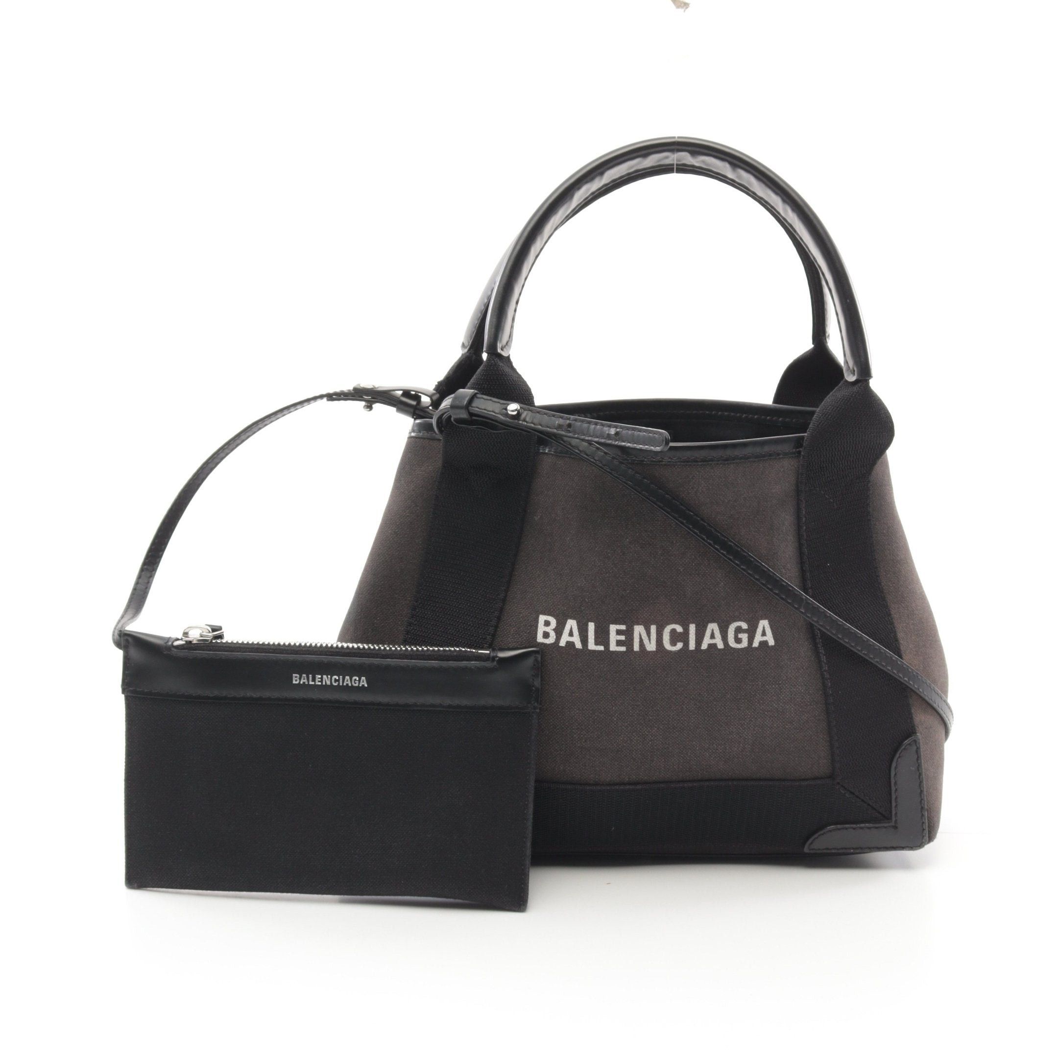 Balenciaga Balenciaga Navy Hippopotamus Xs Handbag Canvas Leather Black Size ONE SIZE - 1 Thumbnail