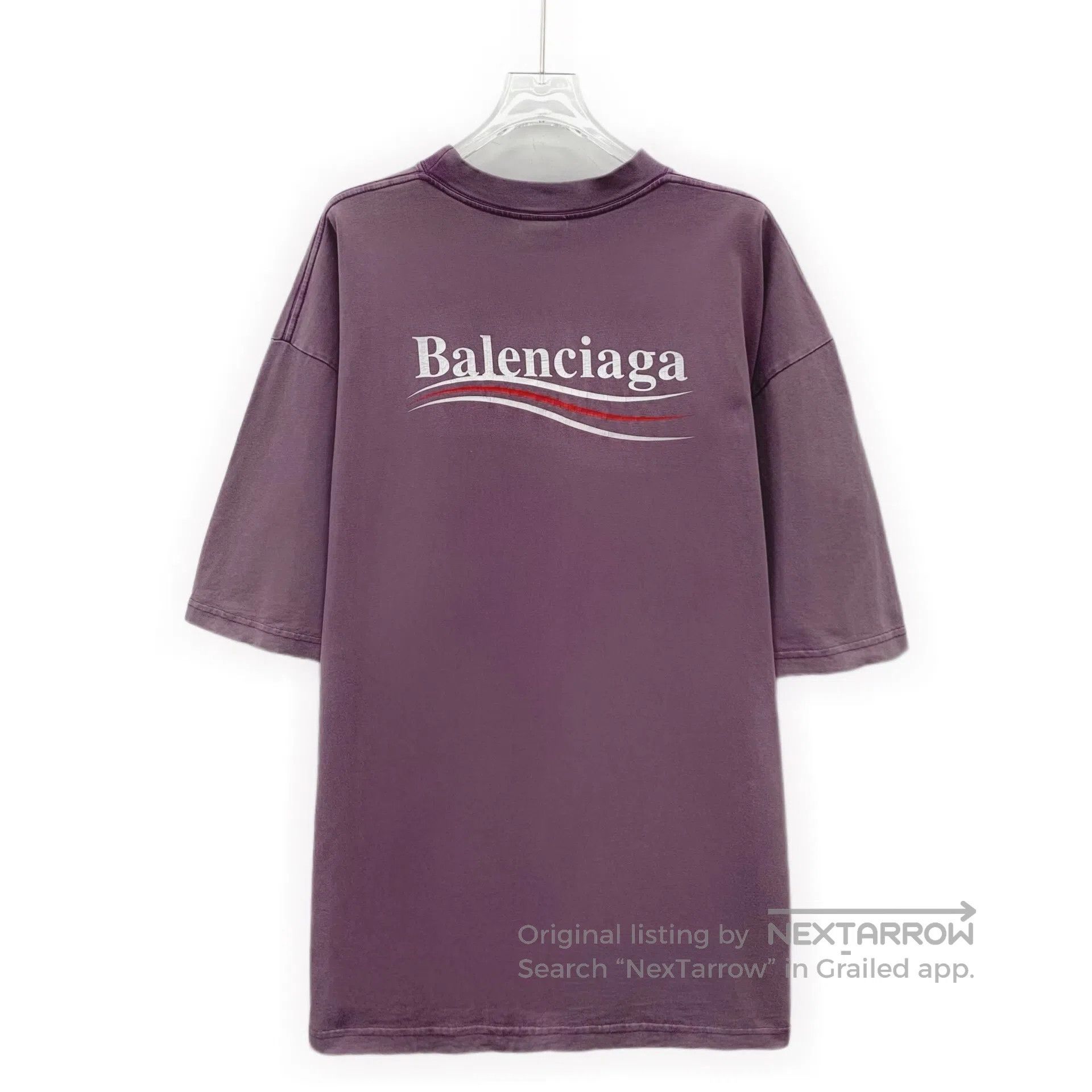 Balenciaga Balenciaga Purple Logo Letter Print Cotton Round Neck Shor Size US XL / EU 56 / 4 - 2 Thumbnail