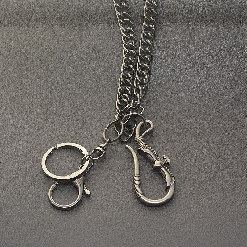 Japanese Brand Gunmetal Biker Pants Chain Double Wire Curl Size ONE SIZE - 5 Thumbnail