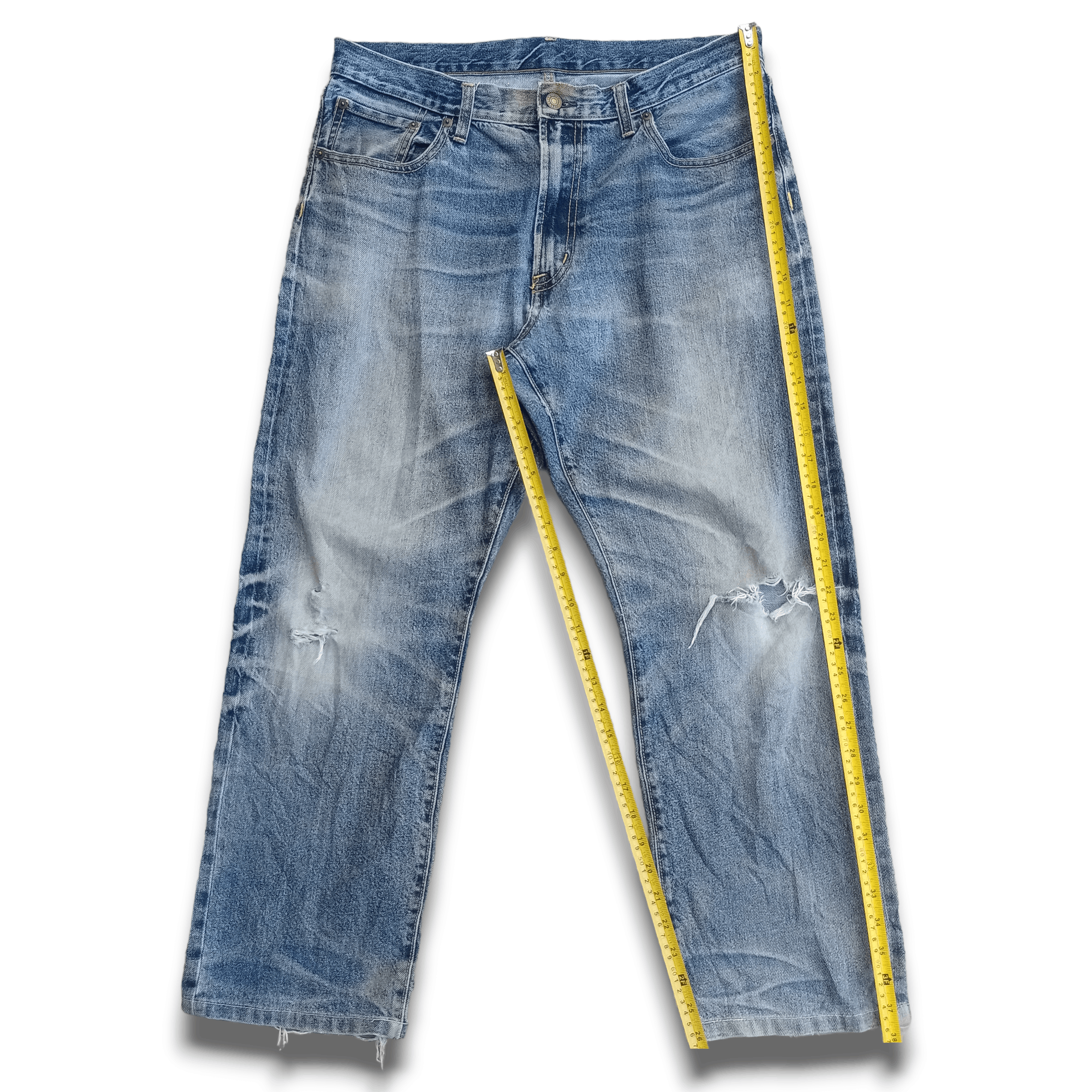 Japanese Brand Vintage Japanese Brand Blue Wash Wide Baggy Distressed Jeans Size US 34 / EU 50 - 7 Thumbnail