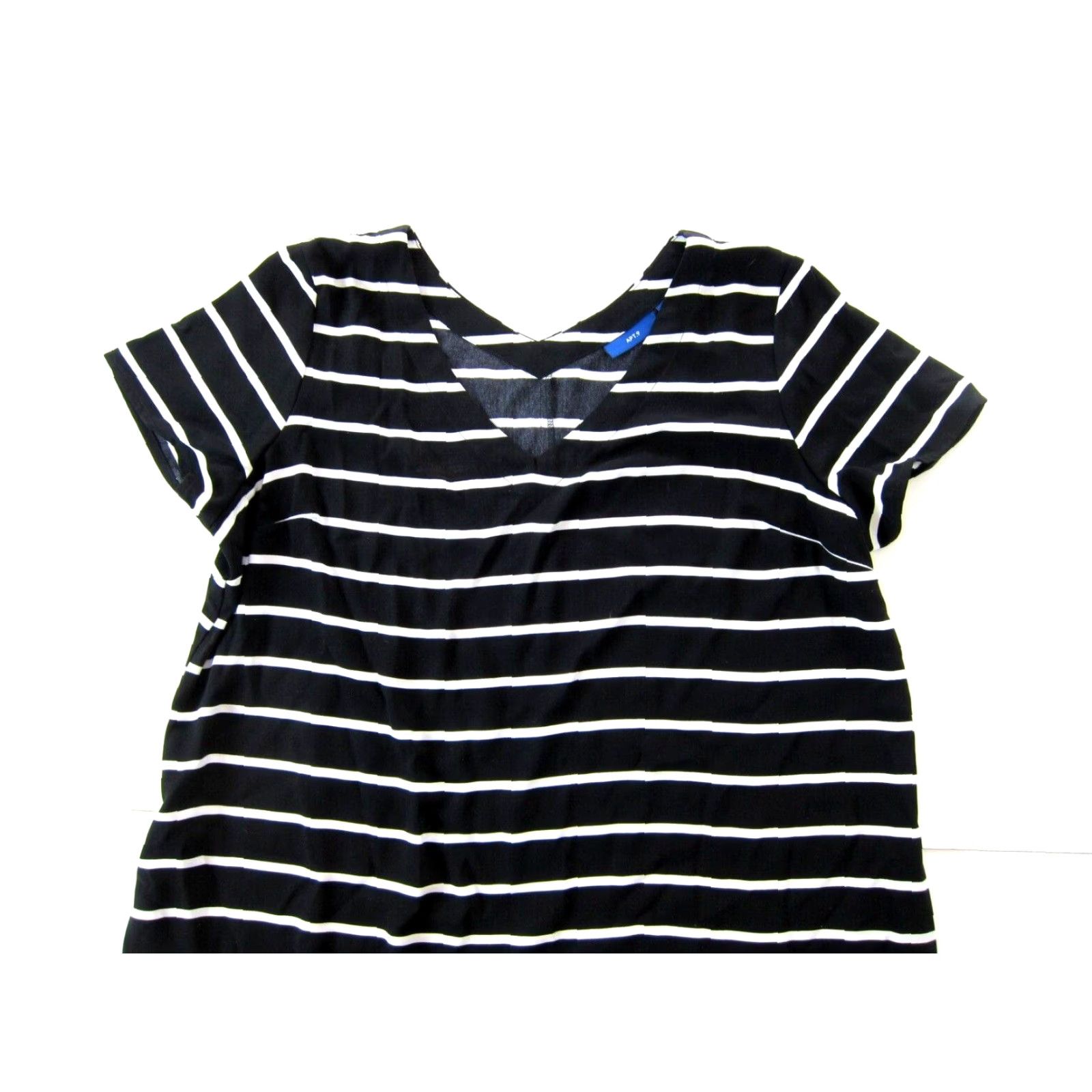 Apt. 9 NWT Apt. 9 Black White Stripe Short Sleeve V-Neck Tunic Dress XXL Shirt Dress Womens Size 40" / US 18 - 3 Thumbnail