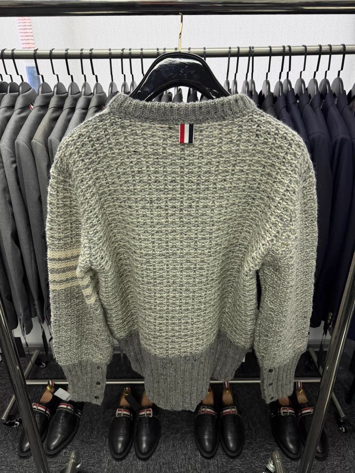 Thom Browne Thom Browne 4-Bar Wool-Mohair Sweater Light Gray Size4 Size US XL / EU 56 / 4 - 2 Thumbnail