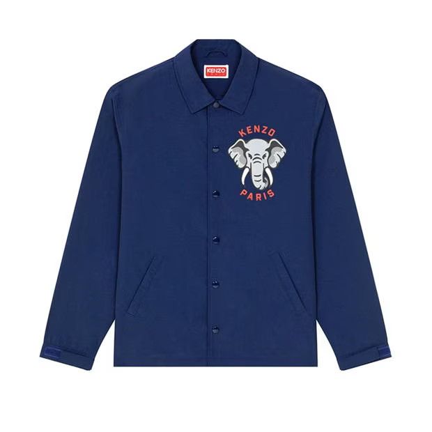 image of Kenzo O1G2R1Mq0424 Elephant Coach Jackets In Blue, Men's (Size Small)