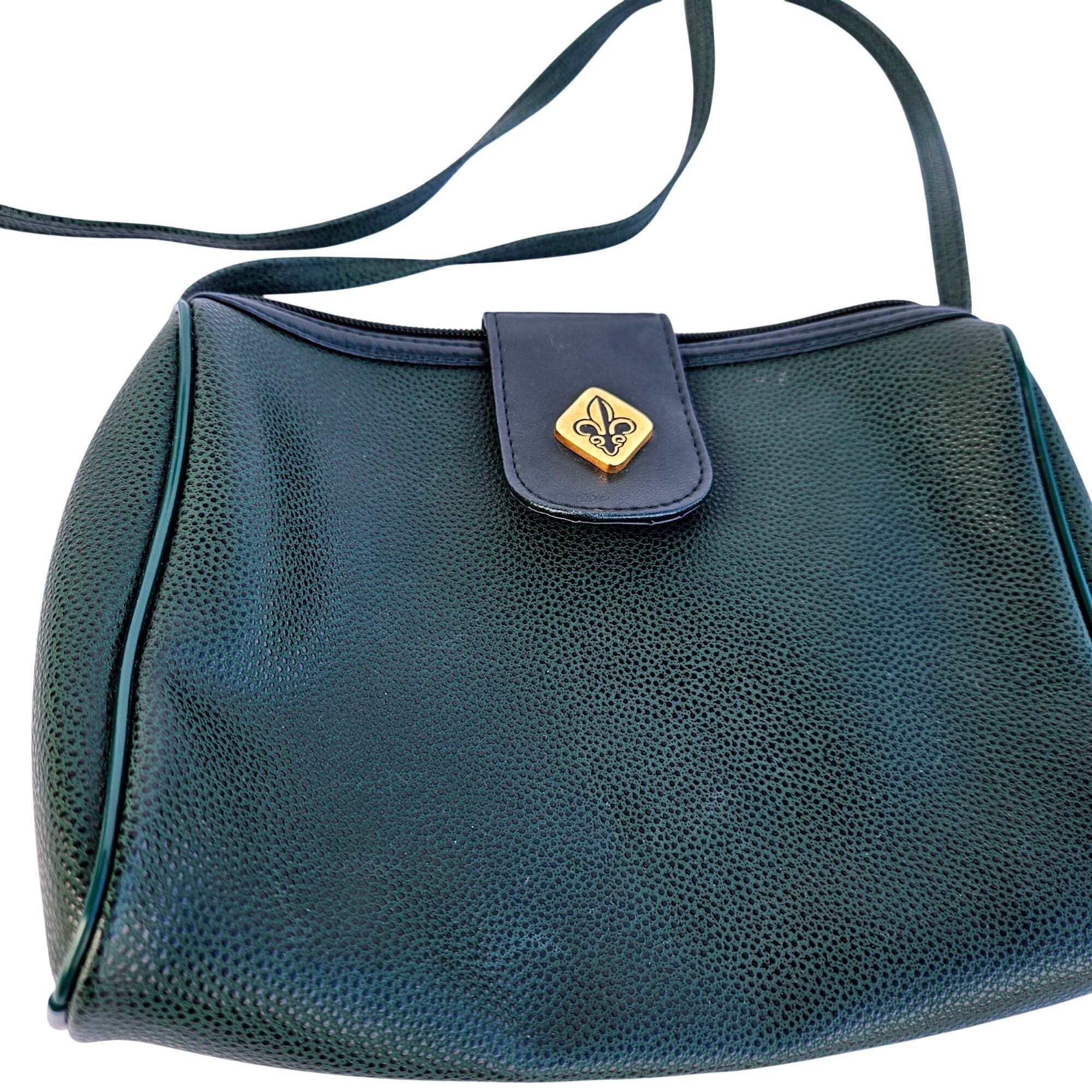 Vintage Vintage 1970s 1980s Faux Leather Handbag Purse Crossbody Gre Size ONE SIZE - 9 Thumbnail