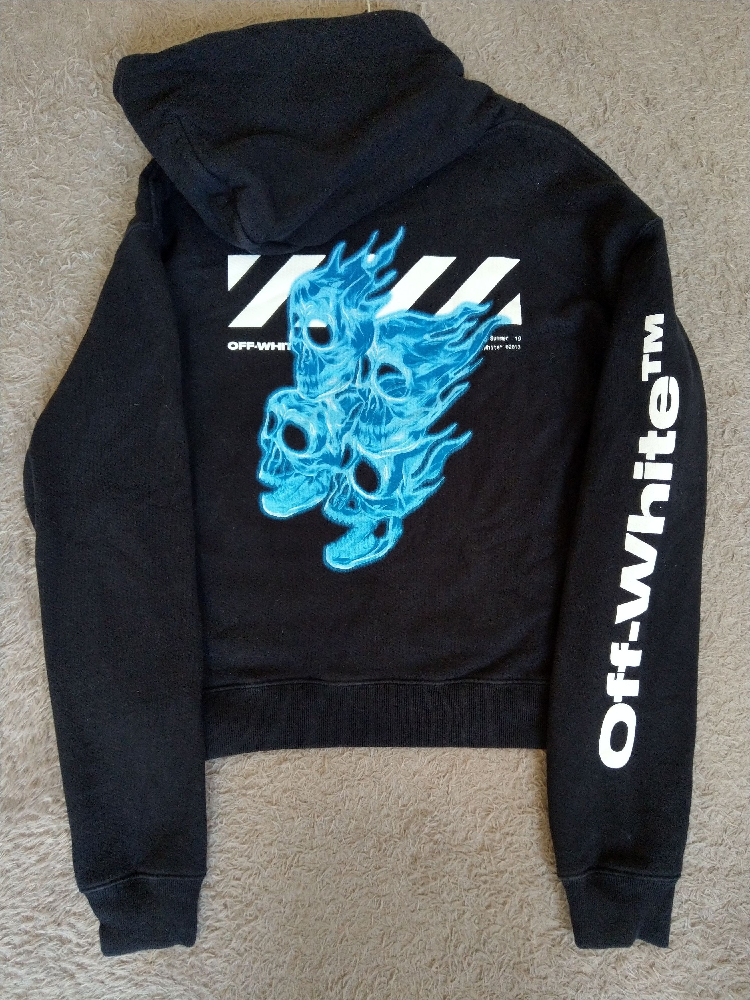 Off White Off white diagonal skulls graphic Hoodie Grailed