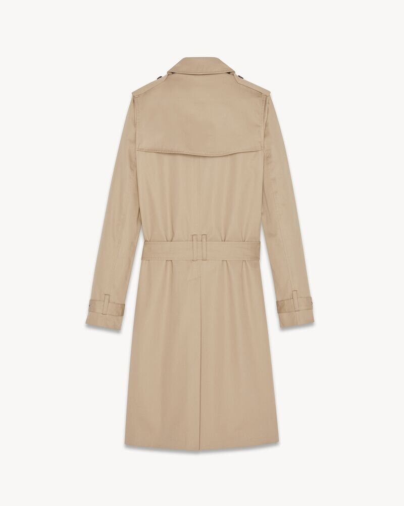 Saint Laurent Paris o1tp1o0125 Trench Coat In Gabardine in Sand Size XS / US 0-2 / IT 36-38 - 2 Thumbnail