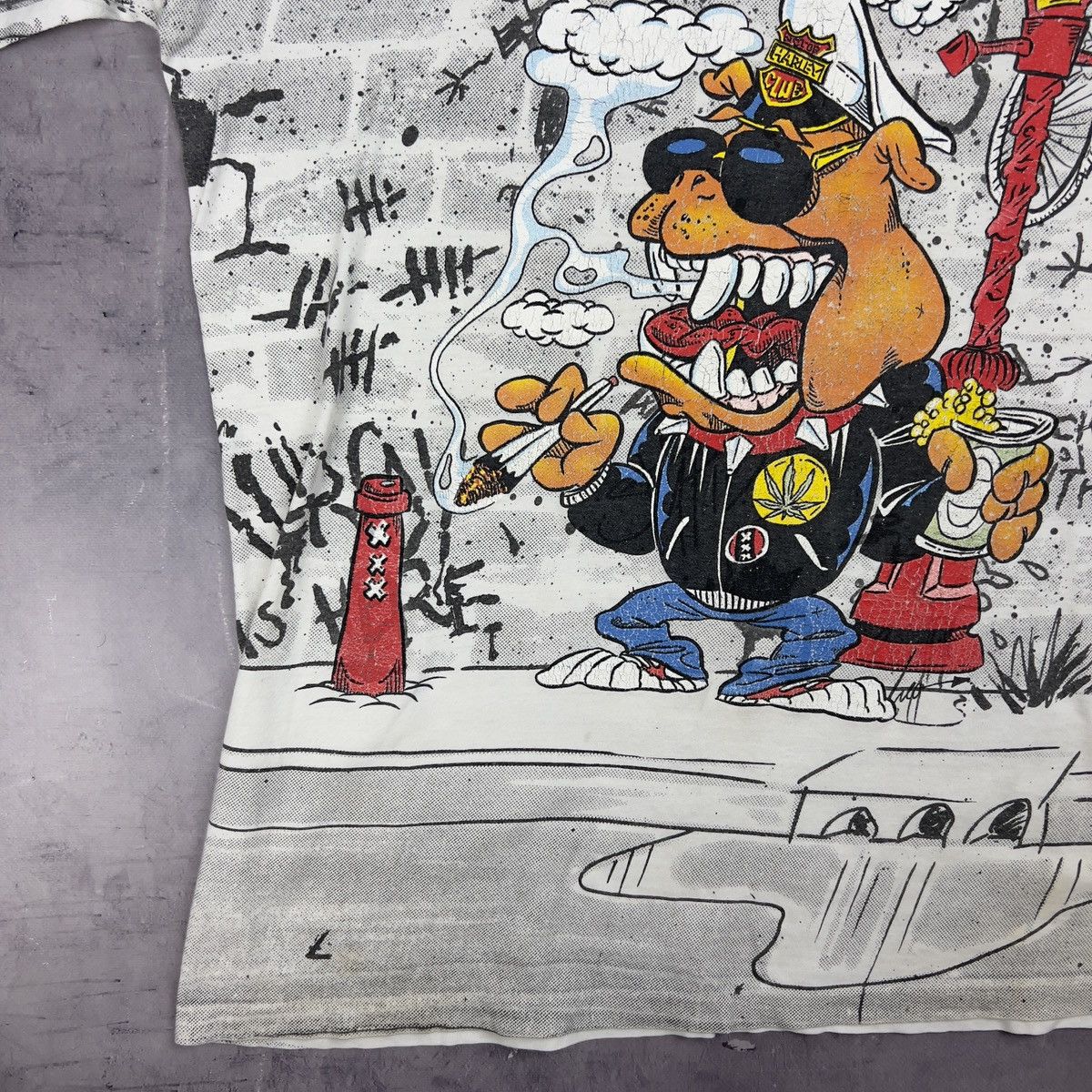 Vintage Rare! Vintage Amsterdam Drugs Tee Big Logo Overprint 90s Size US XL / EU 56 / 4 - 9 Thumbnail